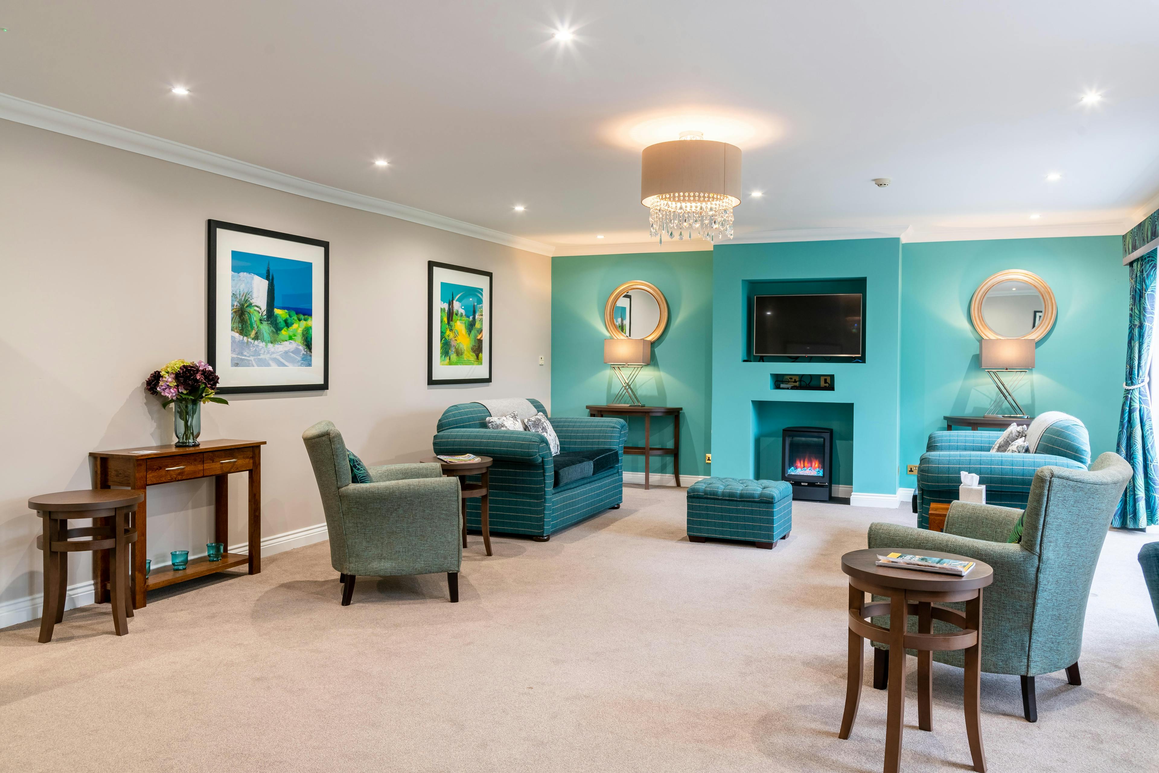 Communal Lounge at Tandridge Heights Care Home in Oxted, Surrey