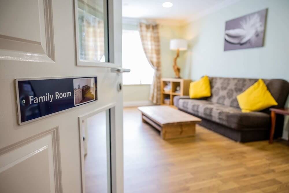 Family room of Britten Court care home in Lowestoft, Suffolk