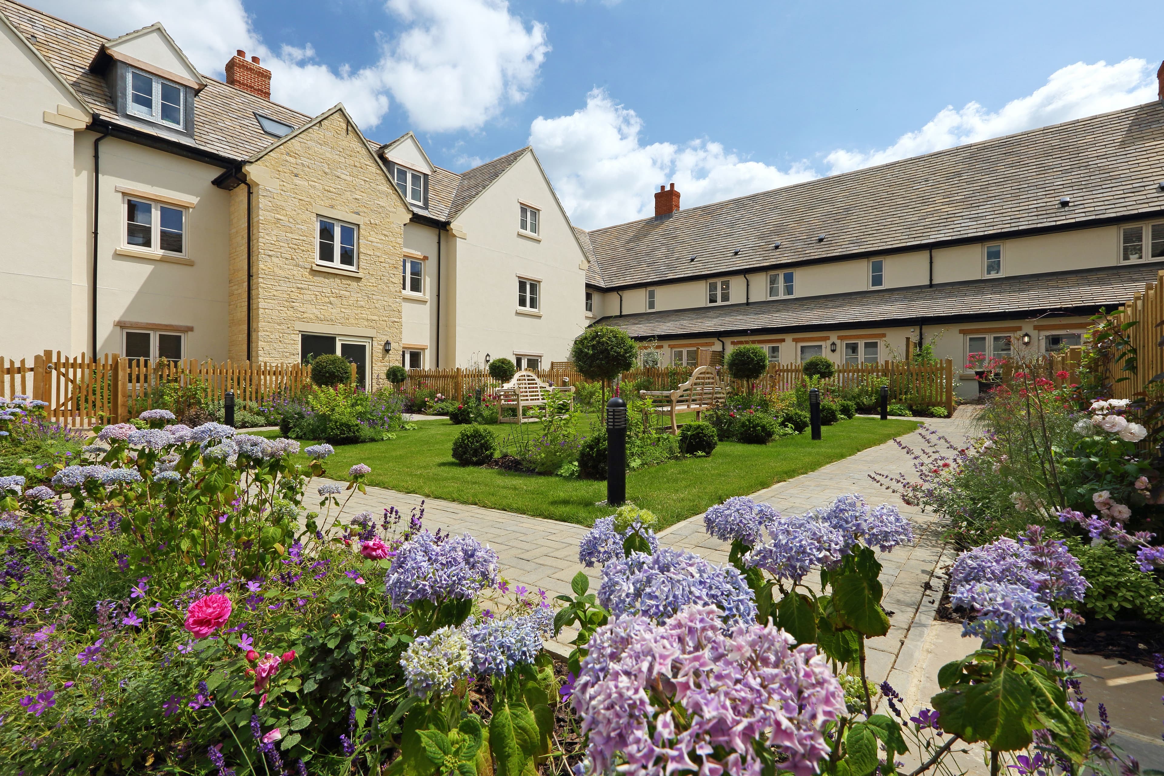 Exterior of Cotswold Gate retirement development in Burford, Oxfordshire