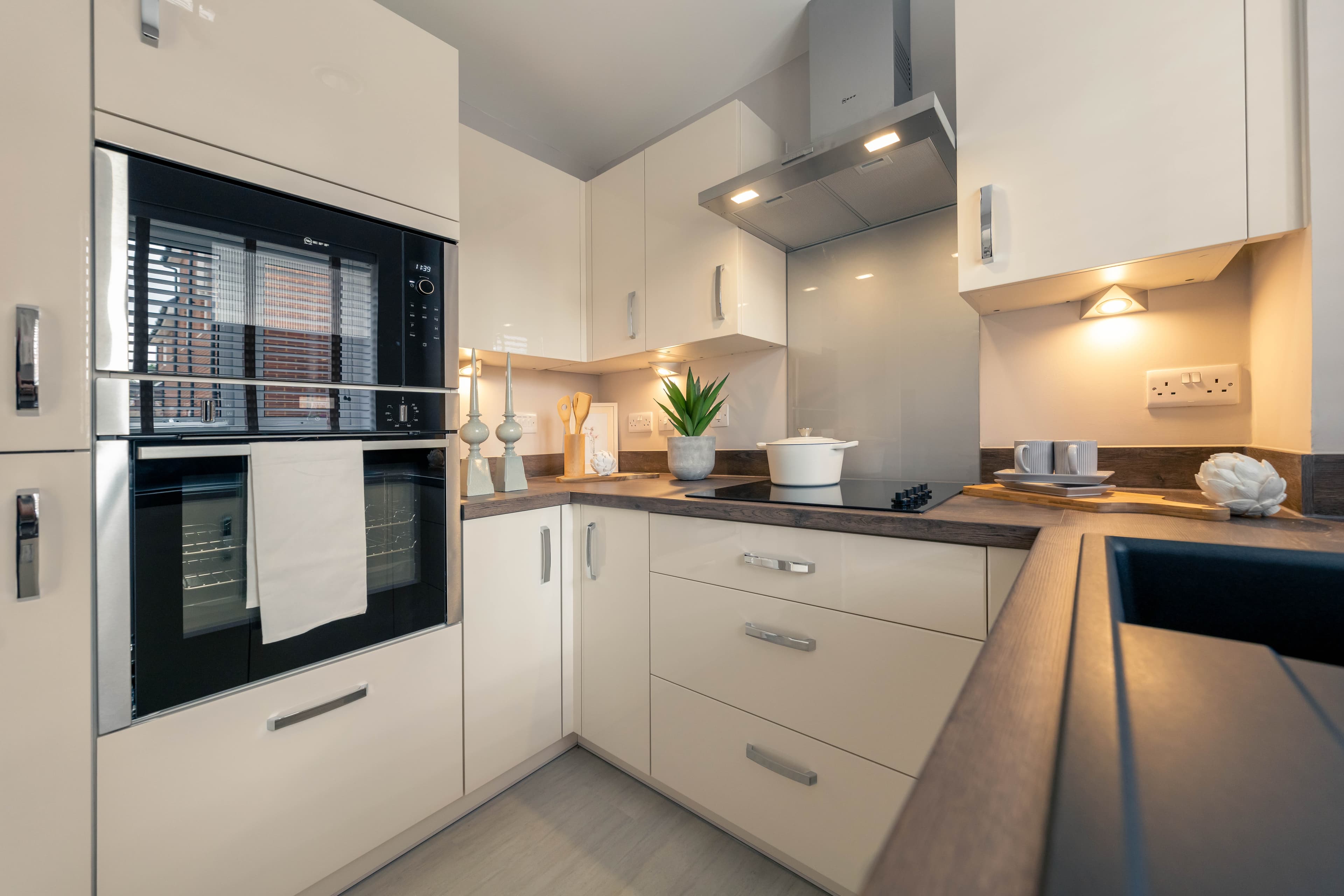 Kitchen at  Lyle Court retirement development in Edinburgh, Scotland