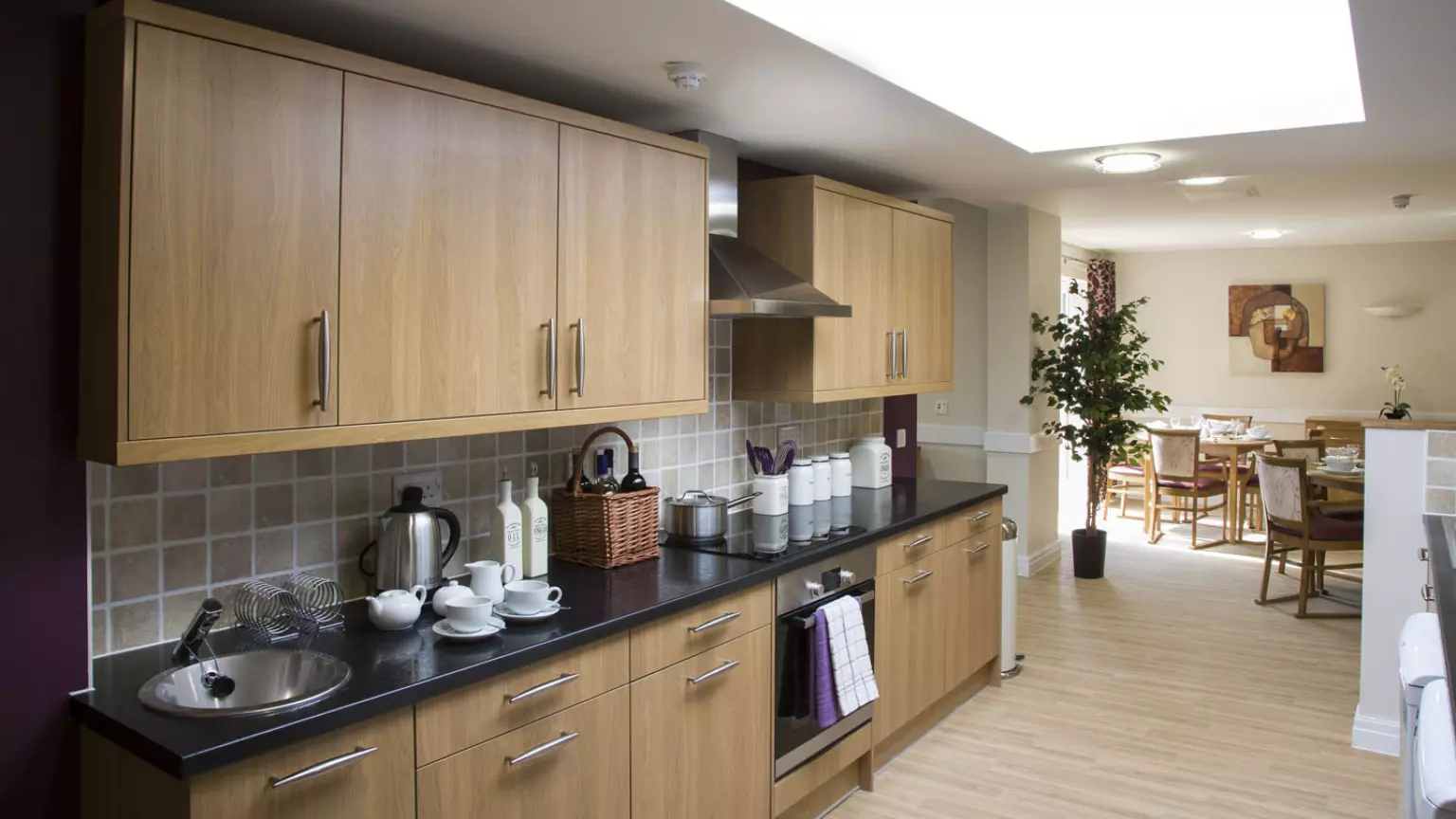 Kitchen of Garden City Court care home in Letchworth Garden City, Hertfordshire