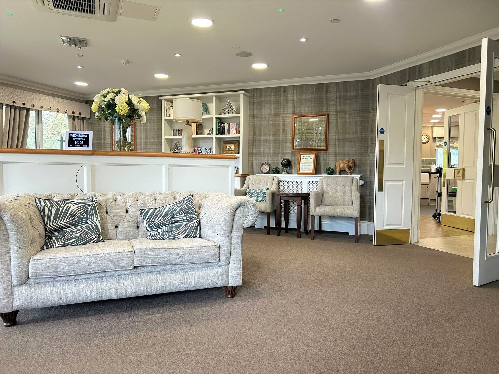 Lounge of Cuffley Manor care home in Potters Bar, Hertfordshire