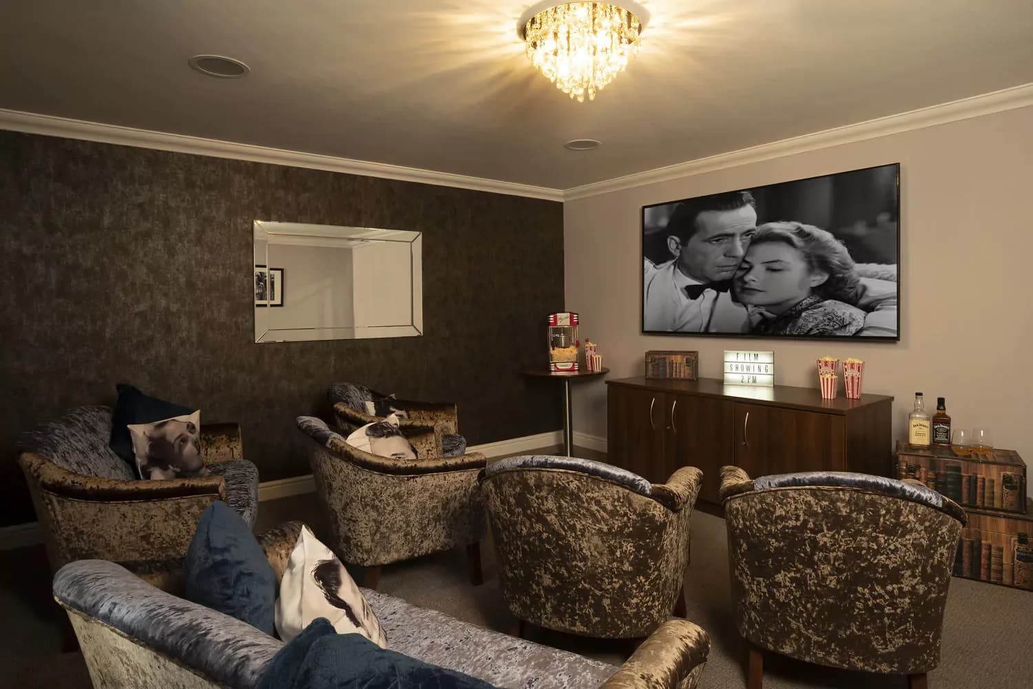 Cinema at Acorn Court Care Home in Redhill, Surrey