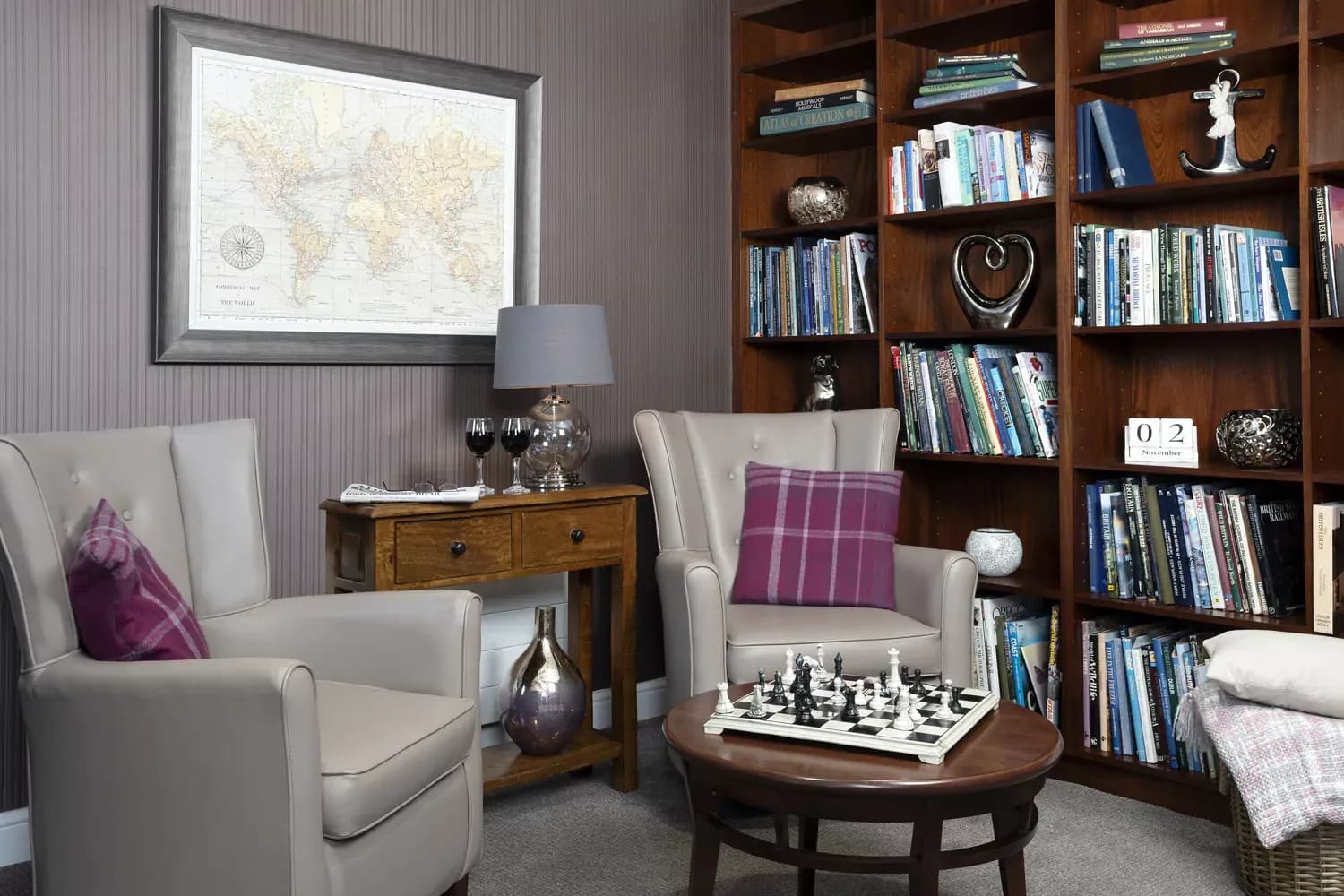 Library at Acorn Court Care Home in Redhill, Surrey