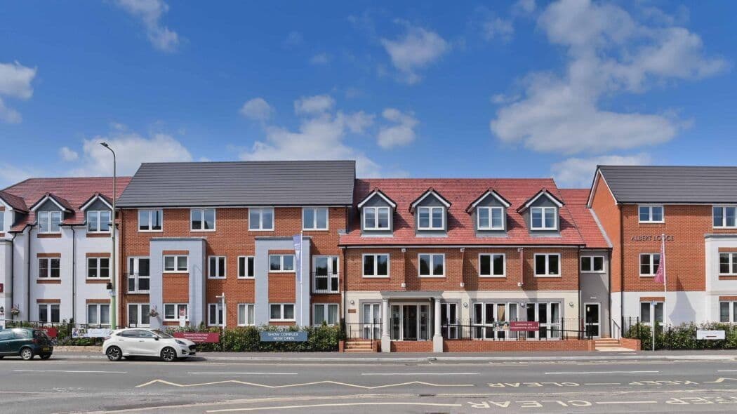 Exterior of Albert Lodge retirement development in Abingdon-on-Thames, Oxfordshire