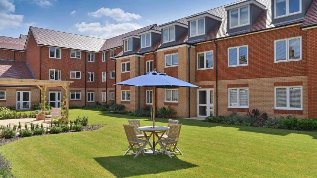 Garden of Albert Lodge retirement development in Abingdon-on-Thames, Oxfordshire