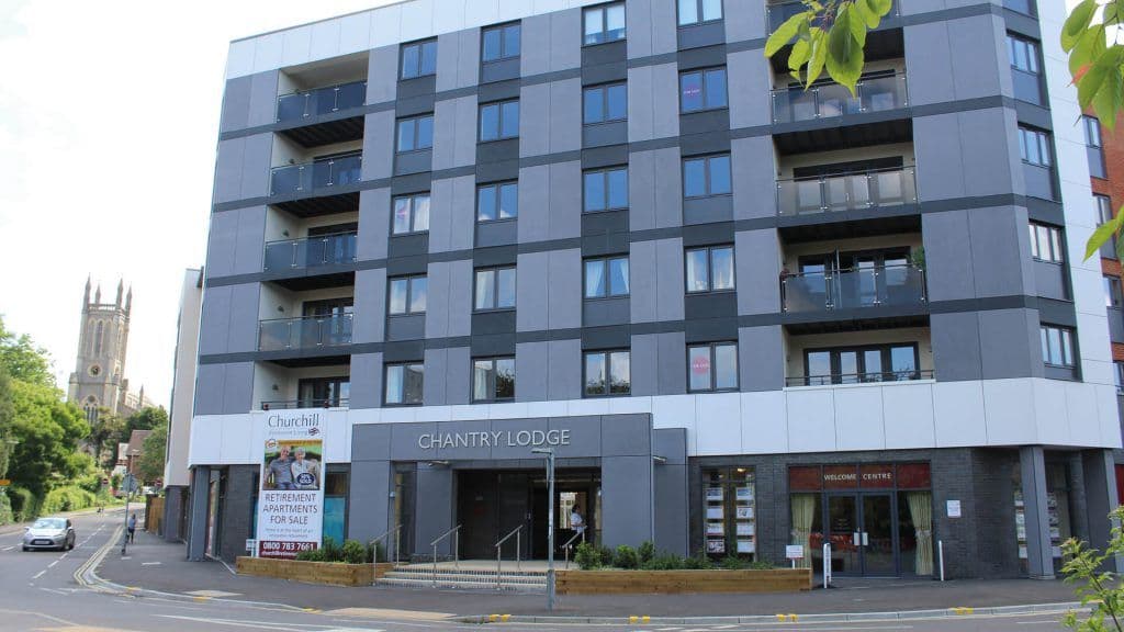 Exterior of Chantry Lodge retirement development in Andover, Hampshire