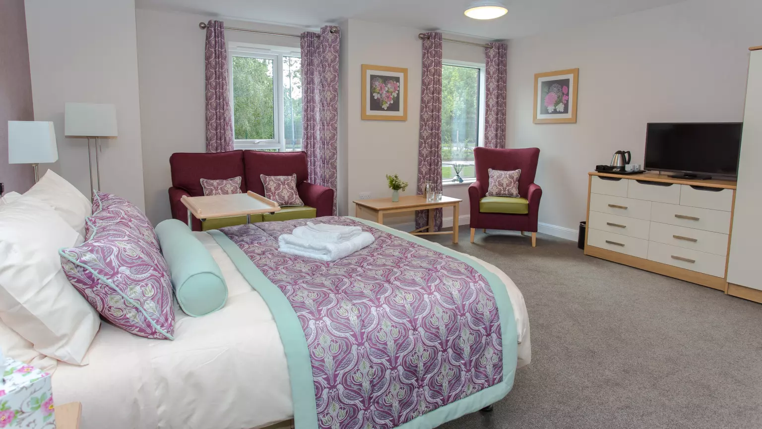 Bedroom of Anson Court care home in Welwyn Garden City, Hertfordshire