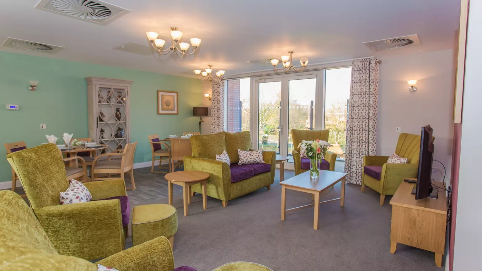 Lounge of Anson Court care home in Welwyn Garden City, Hertfordshire