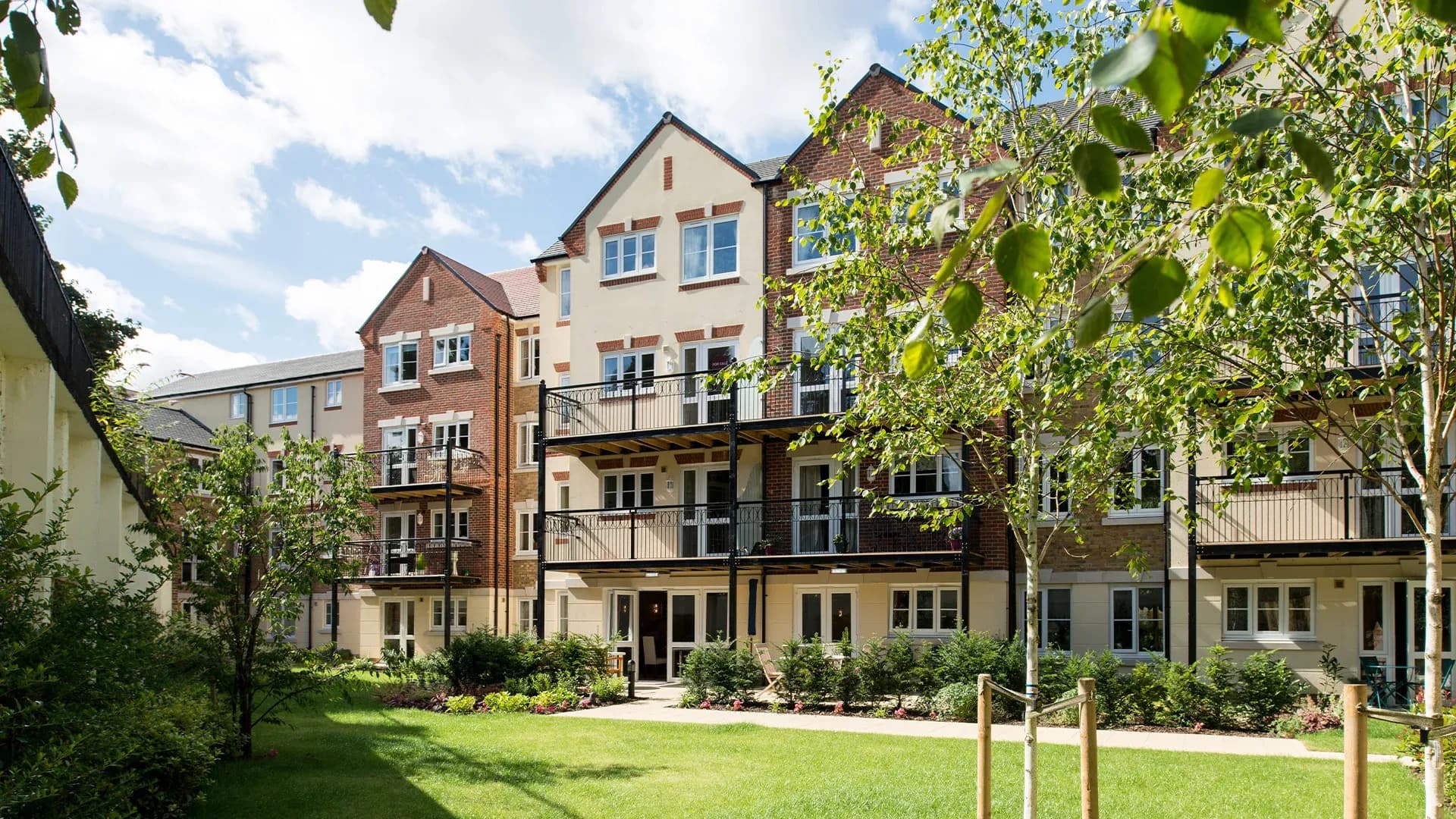 Garden of Ash Lodge retirement development in Walton-on-Thames, Surrey