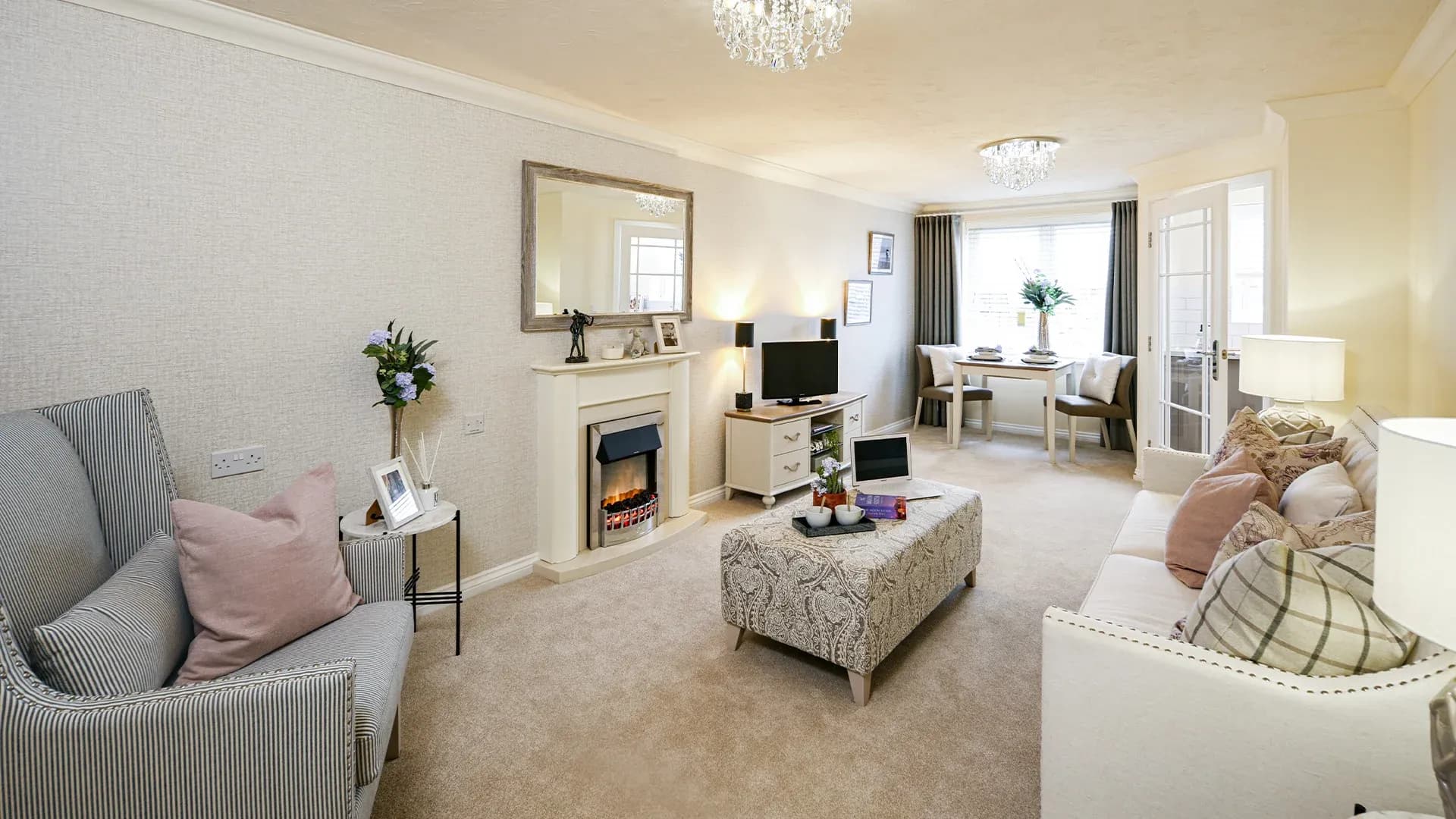 Lounge in Ash Lodge retirement development in Walton-on-Thames, Surrey