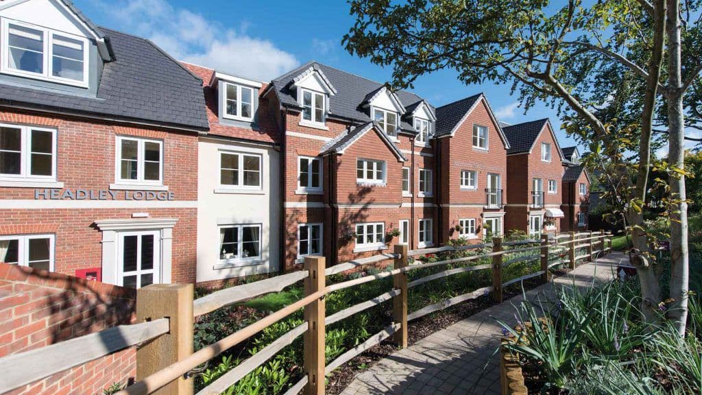 Exterior of Headley Lodge retirement development in Ashtead, Surrey