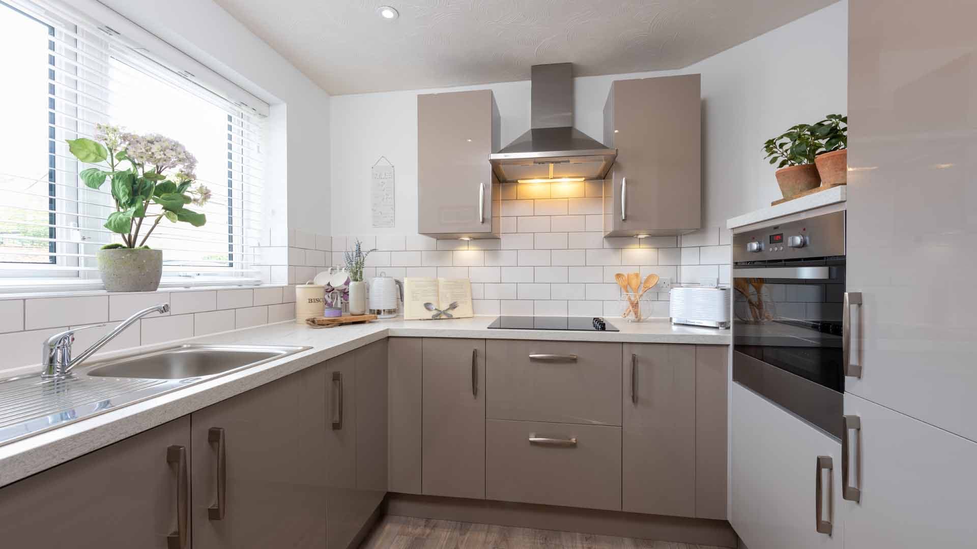 Kitchen at Austen Lodge Retirement Apartment in Basingstoke, Hampshire