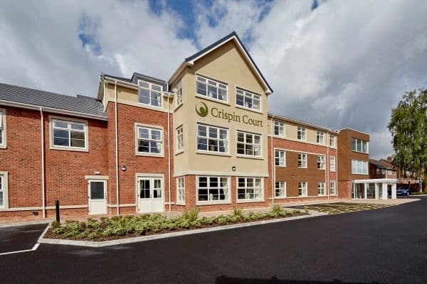 Exterior of Crispin Court Care Home in Stafford, Staffordhsire