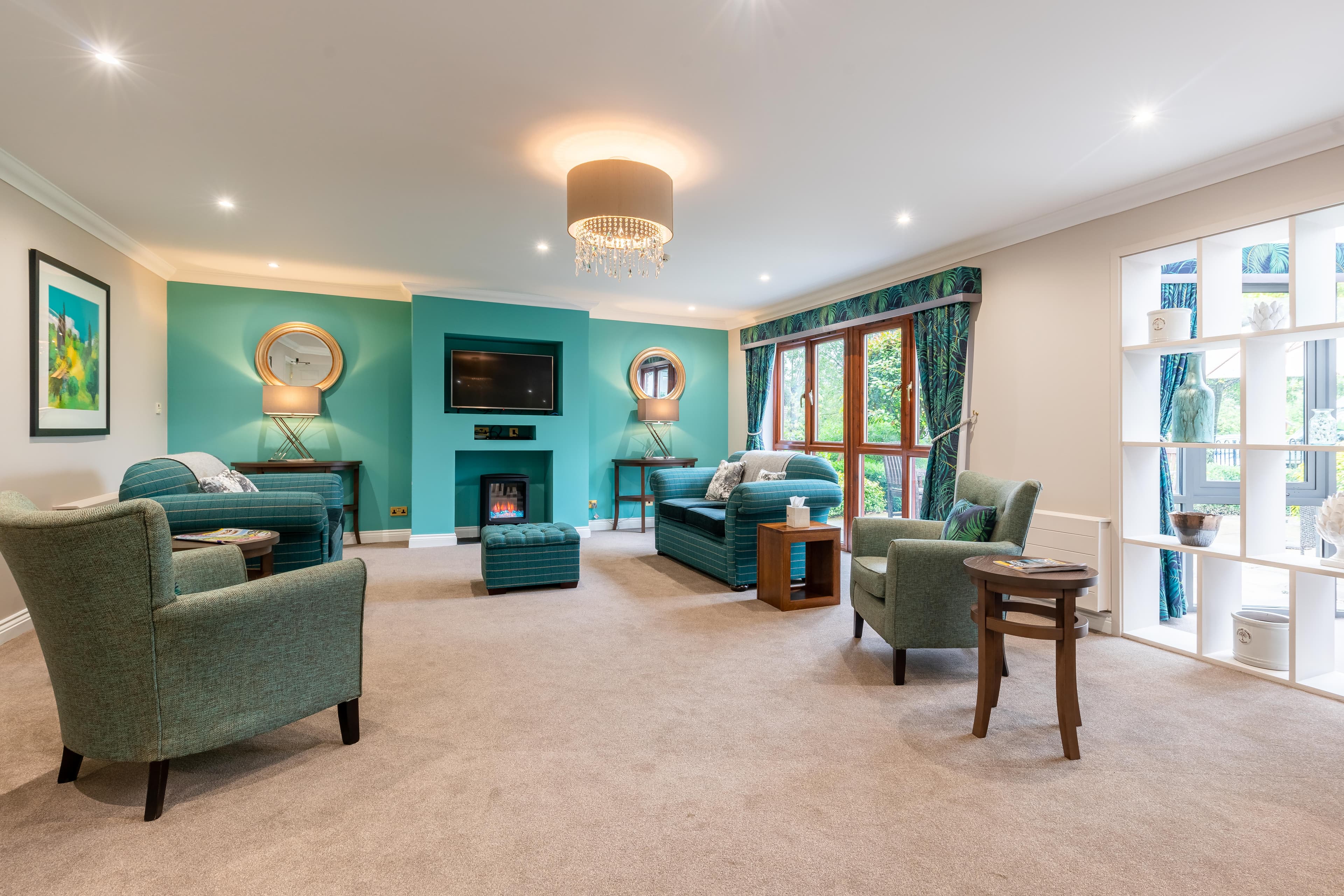 Communal Lounge at Tandridge Heights Care Home in Oxted, Surrey