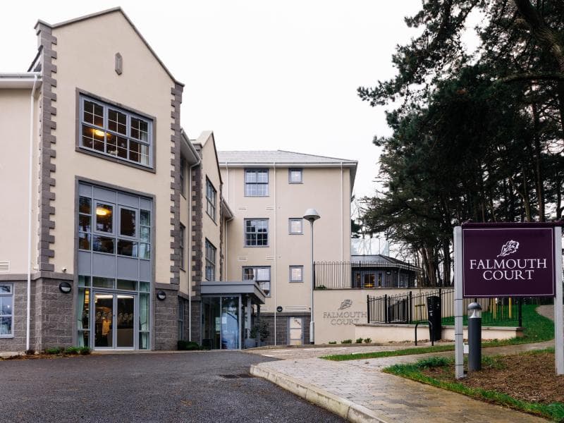 Exterior of Falmouth Court Care Home in Falmouth, Cornwall