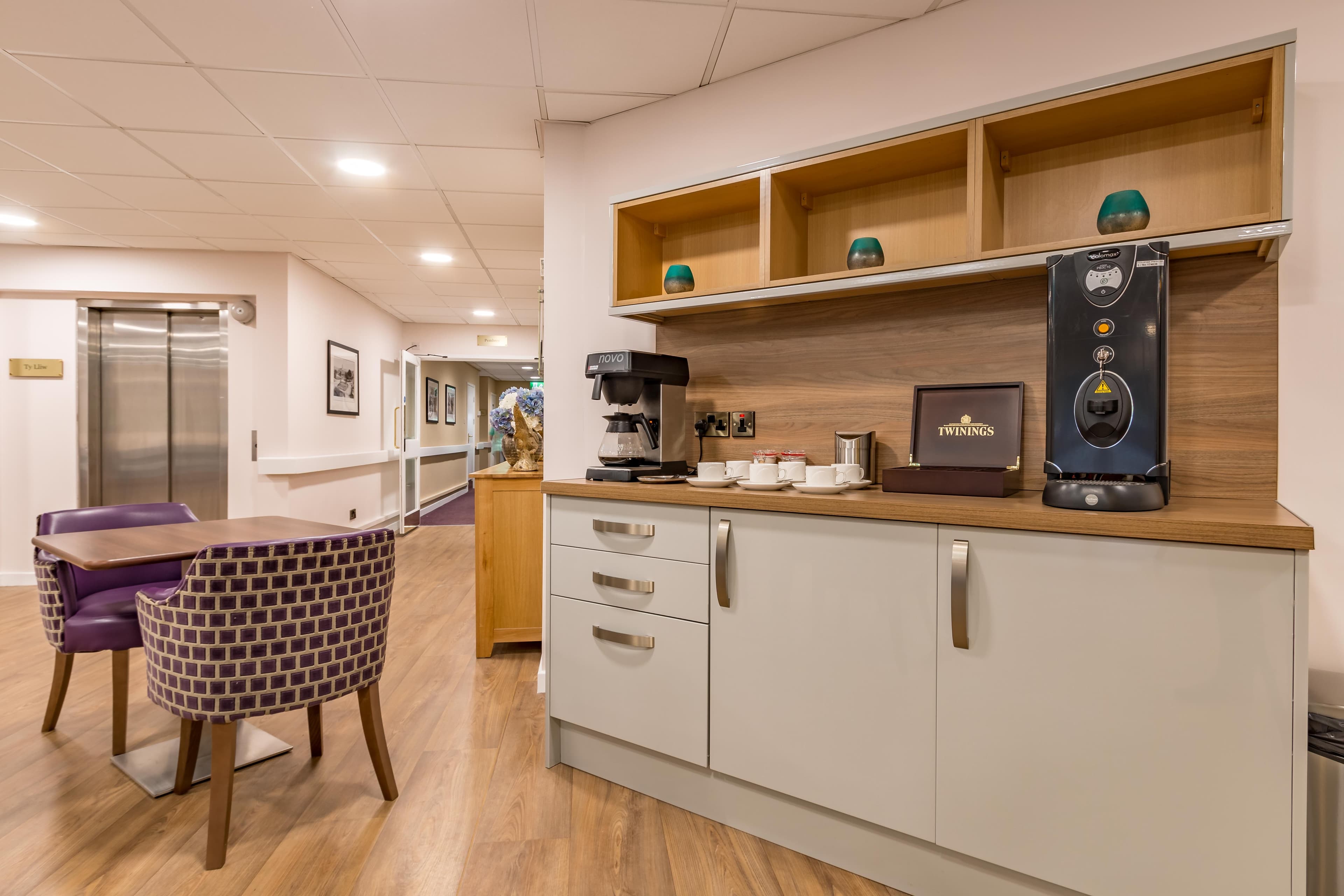 Breakfast bar of Hafan-Y-Coed Care Home in Llanelli, Wales