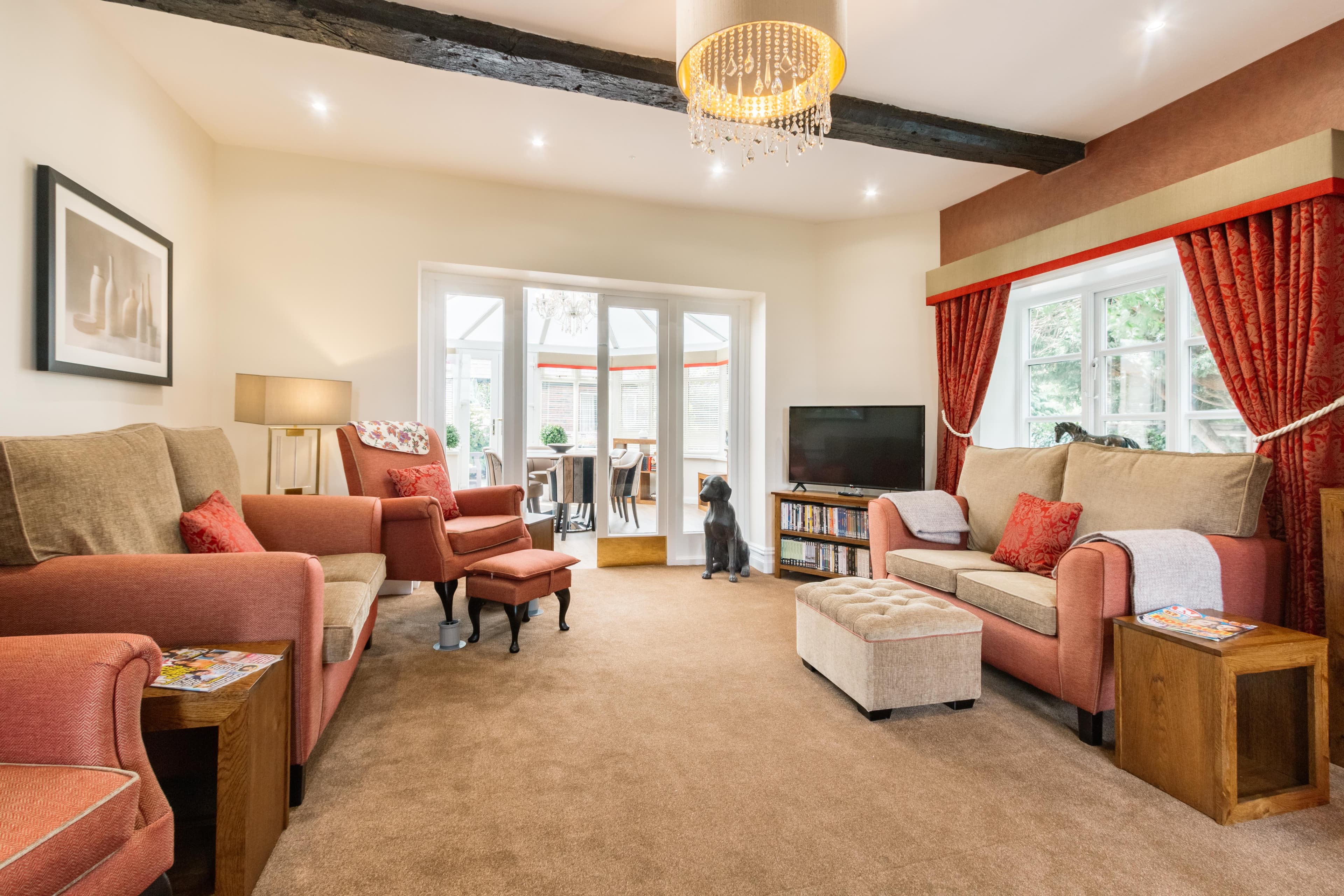 Communal Lounge of Iddenshall Hall Care Home in Chester, Cheshire