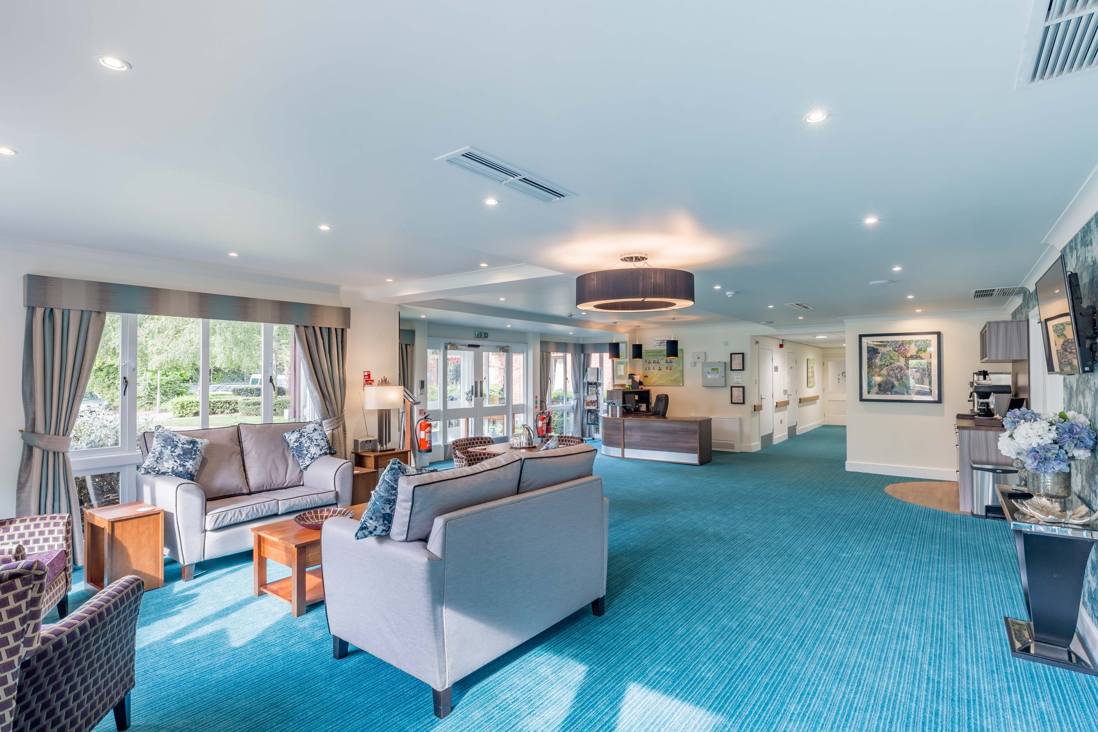 Communal Lounge at Leonard Lodge Care Home in Brentwood, Essex