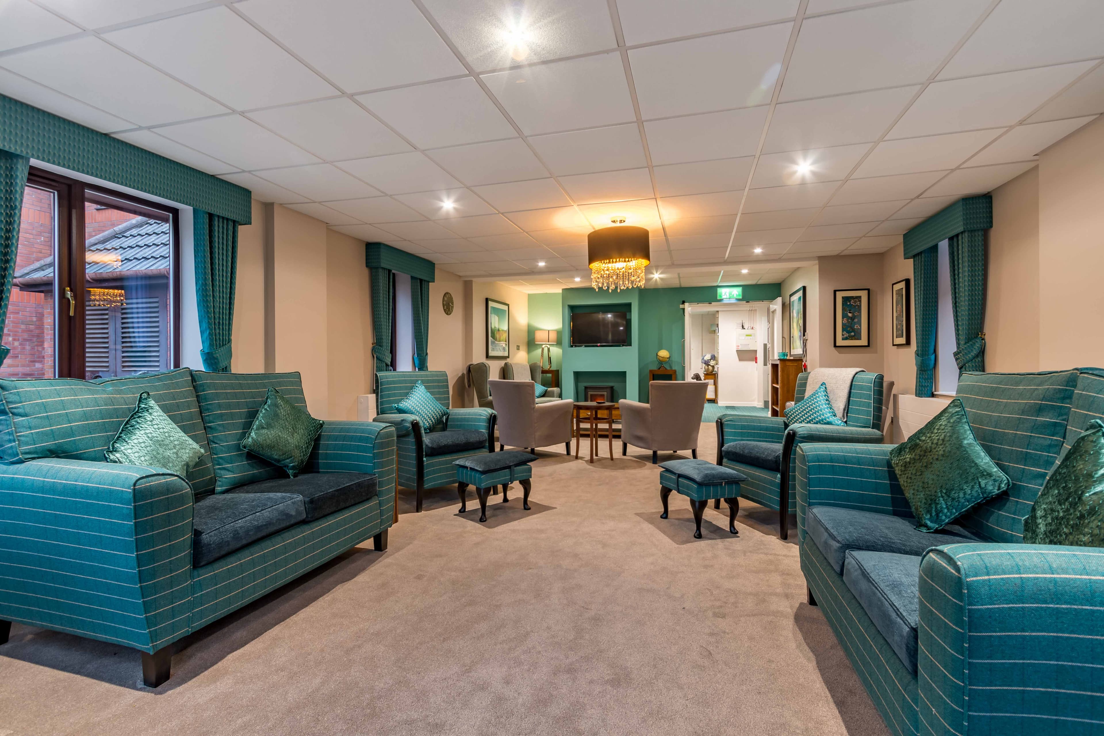 Communal Lounge at Llys-y-Tywysog Care Home Swansea, Wales