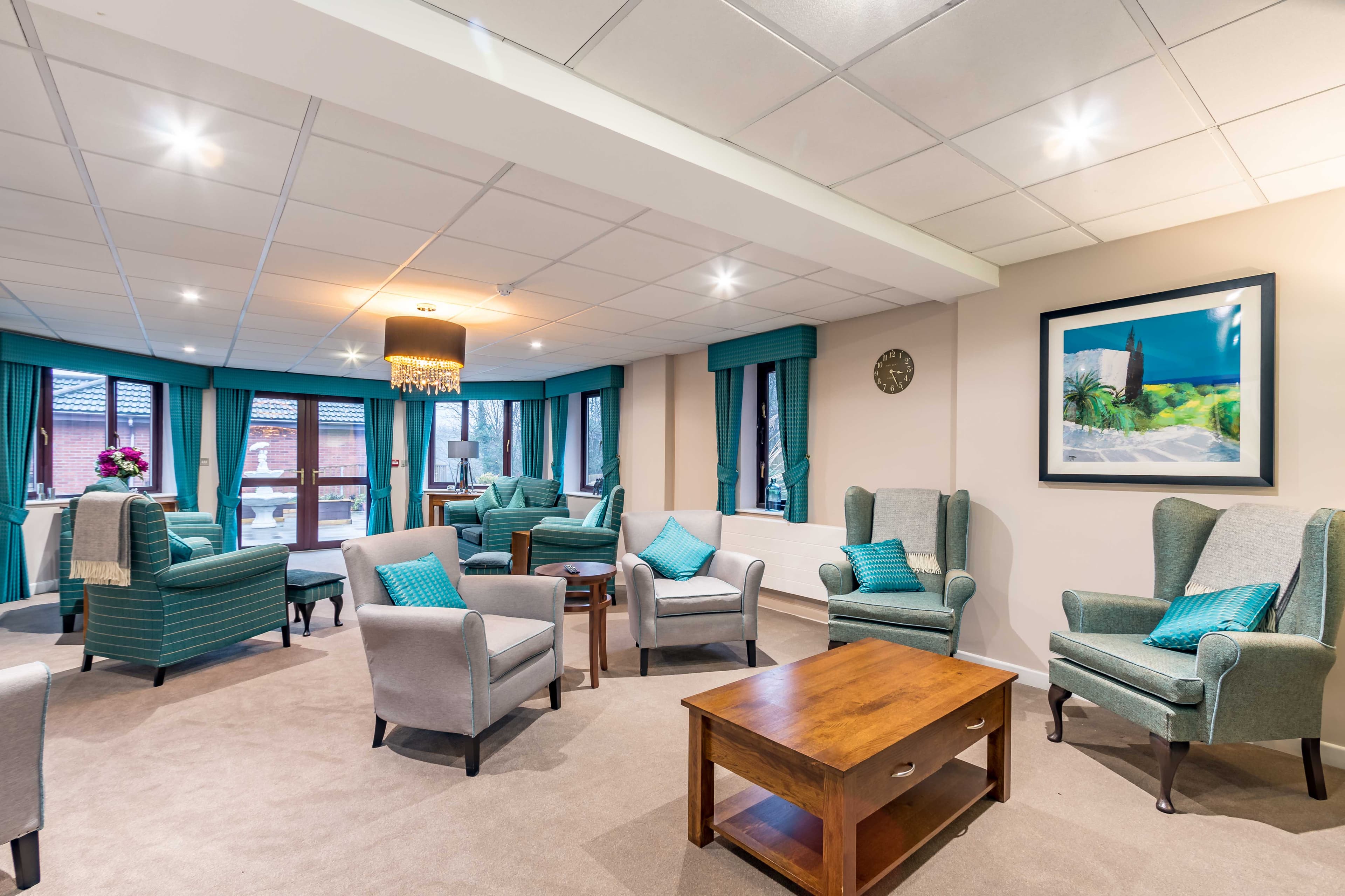 Communal Lounge at Llys-y-Tywysog Care Home Swansea, Wales