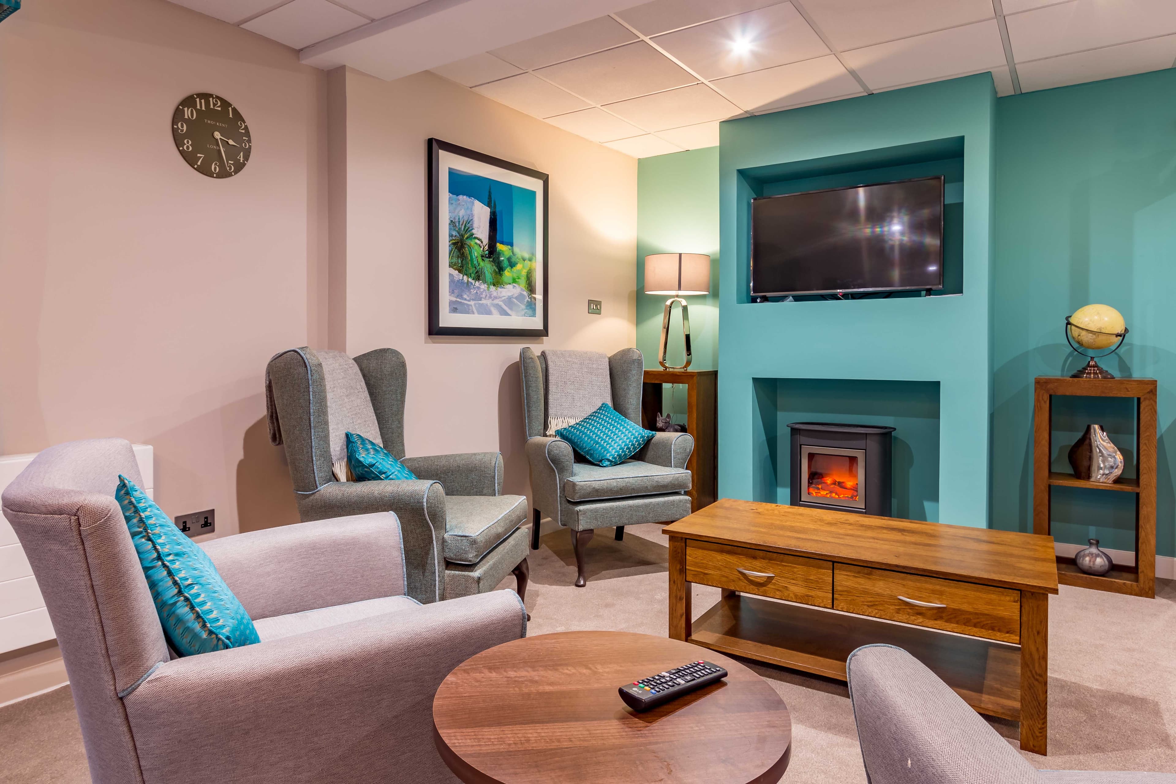 Communal Lounge at Llys-y-Tywysog Care Home Swansea, Wales