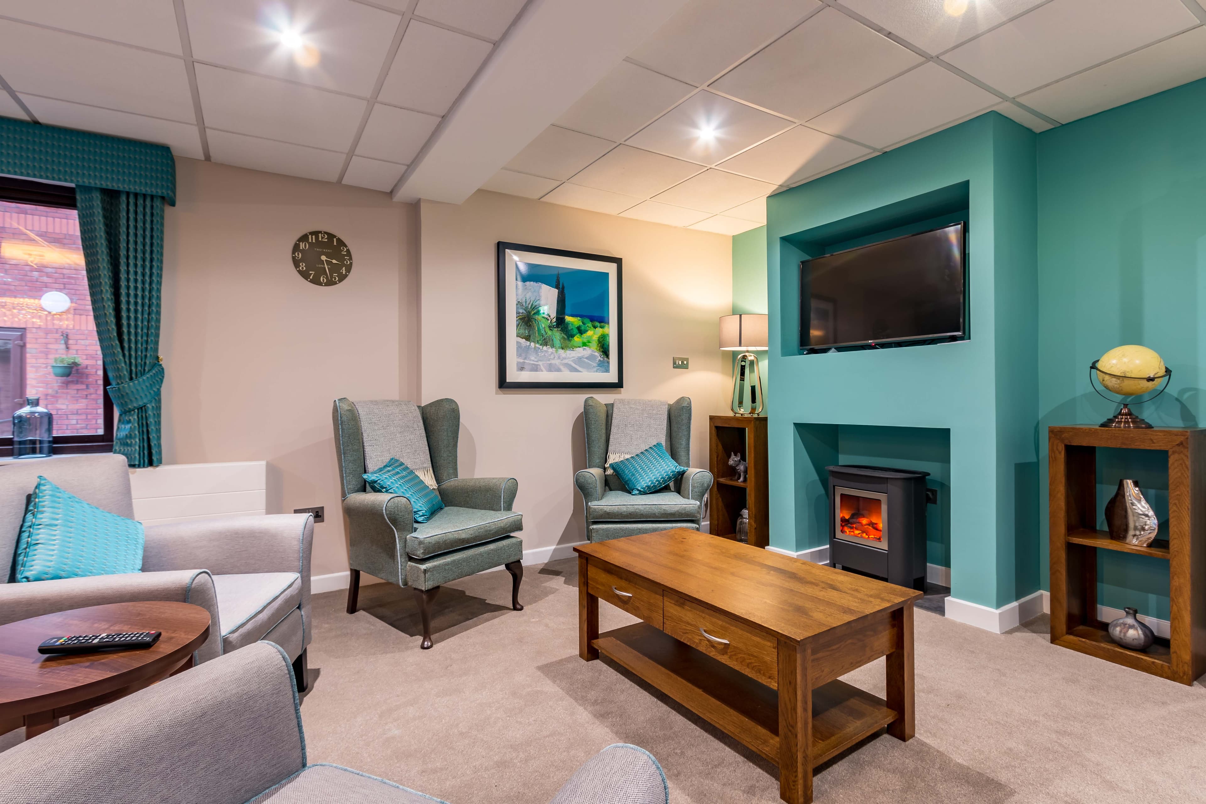 Communal Lounge at Llys-y-Tywysog Care Home Swansea, Wales