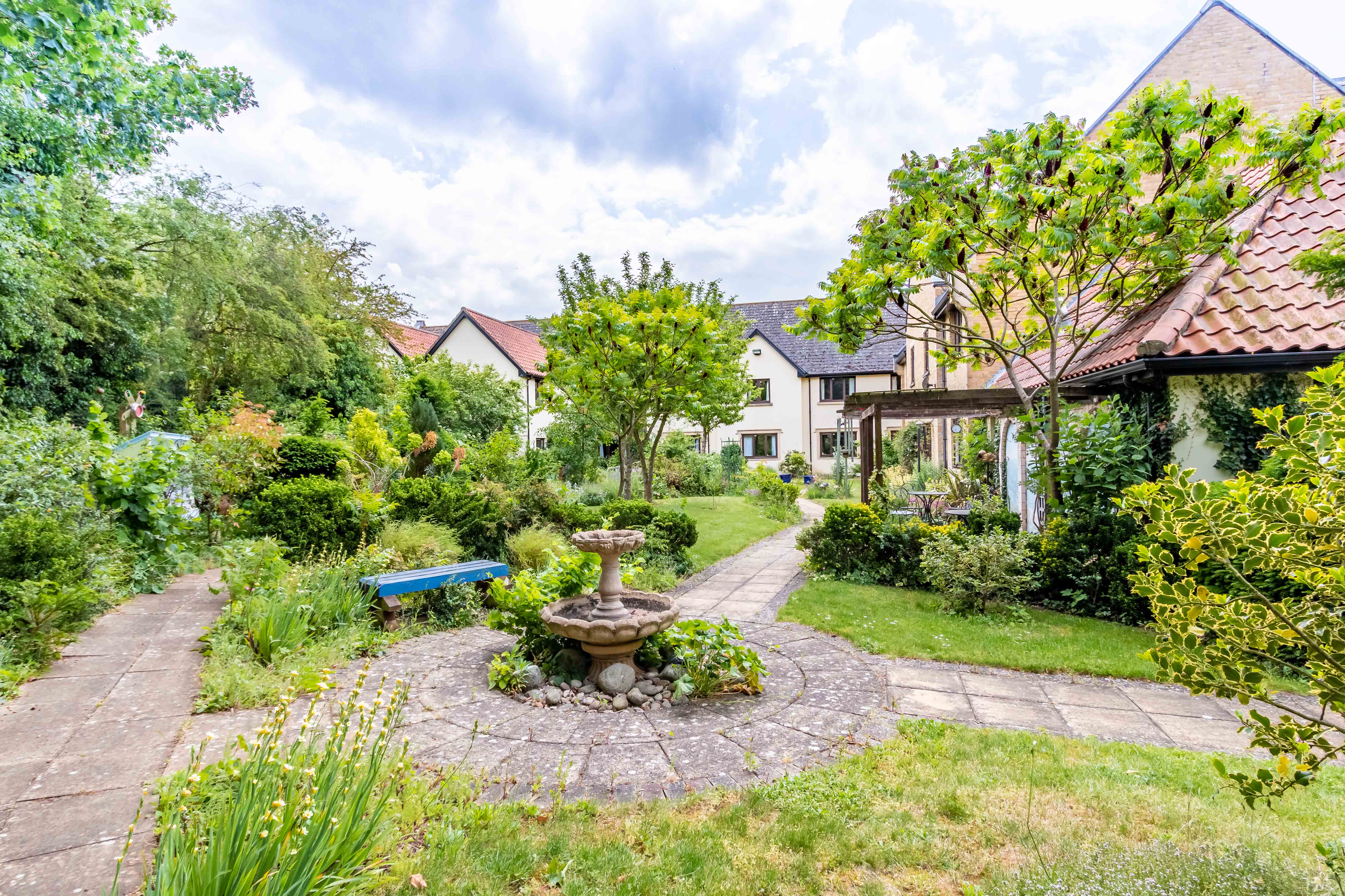 Garden at Longueville Court Care Home in Peterborough, Cambridgeshire