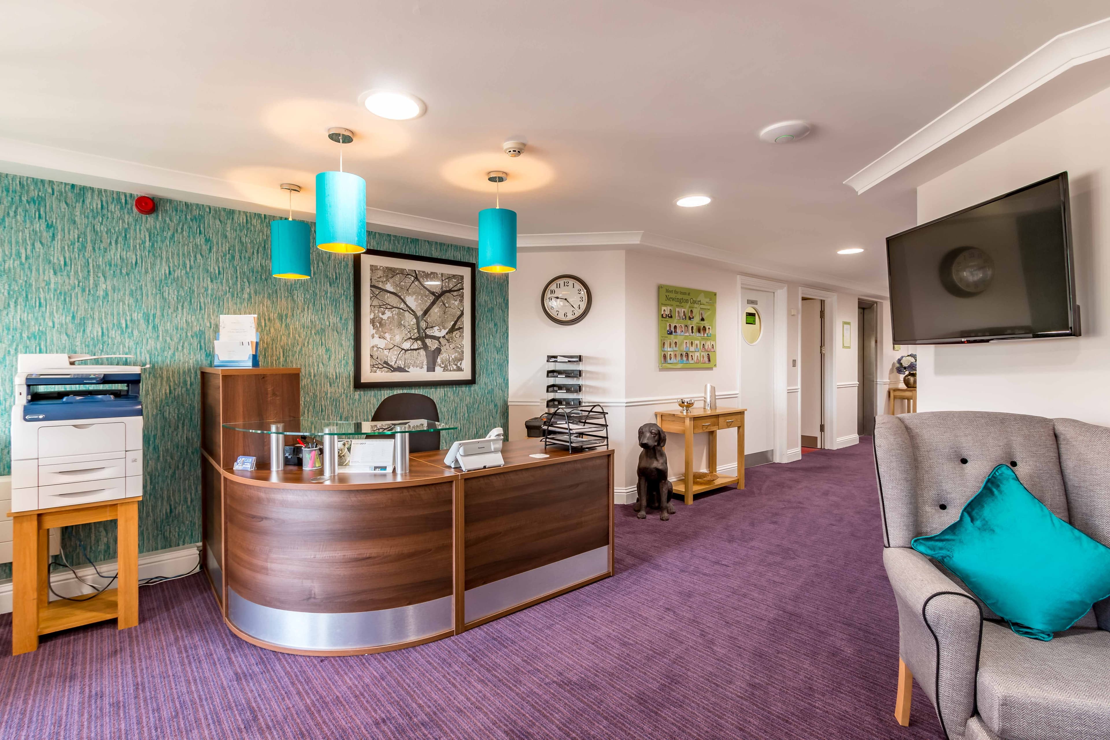 Reception of Newington Court Care Home in Sittingbourne, Kent