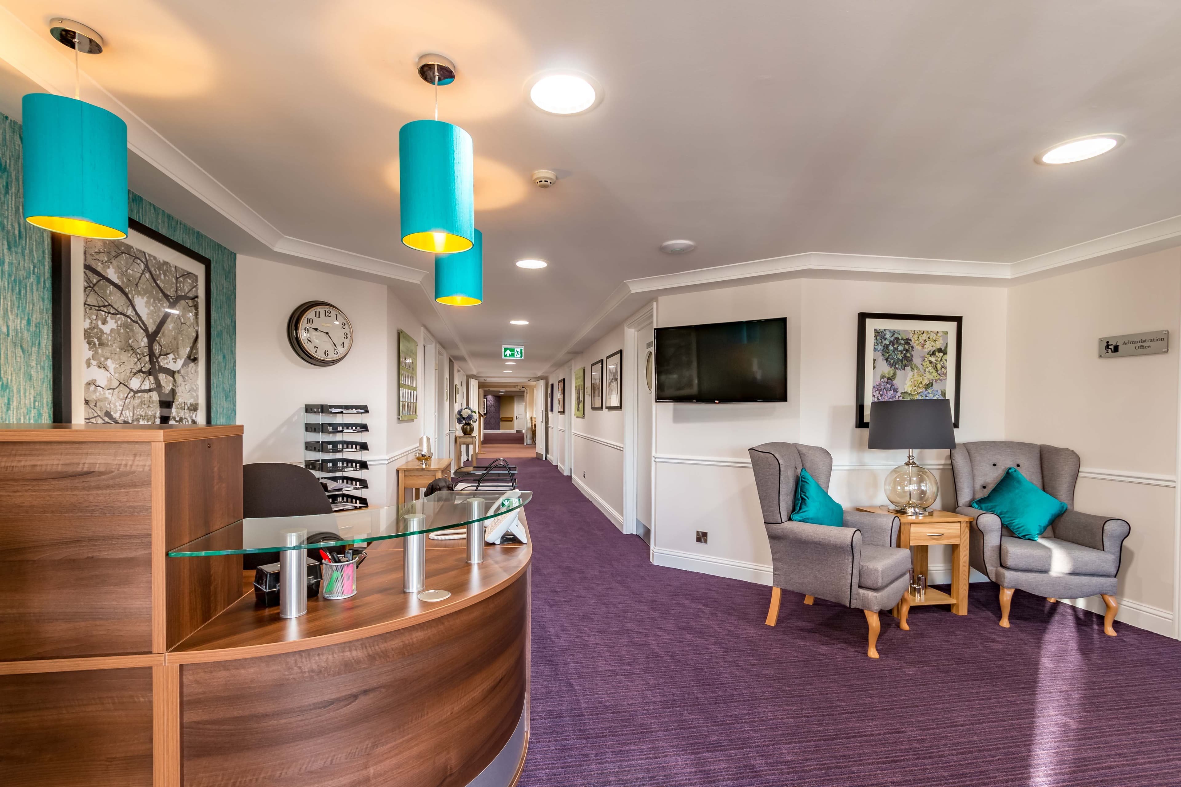 Reception of Newington Court Care Home in Sittingbourne, Kent