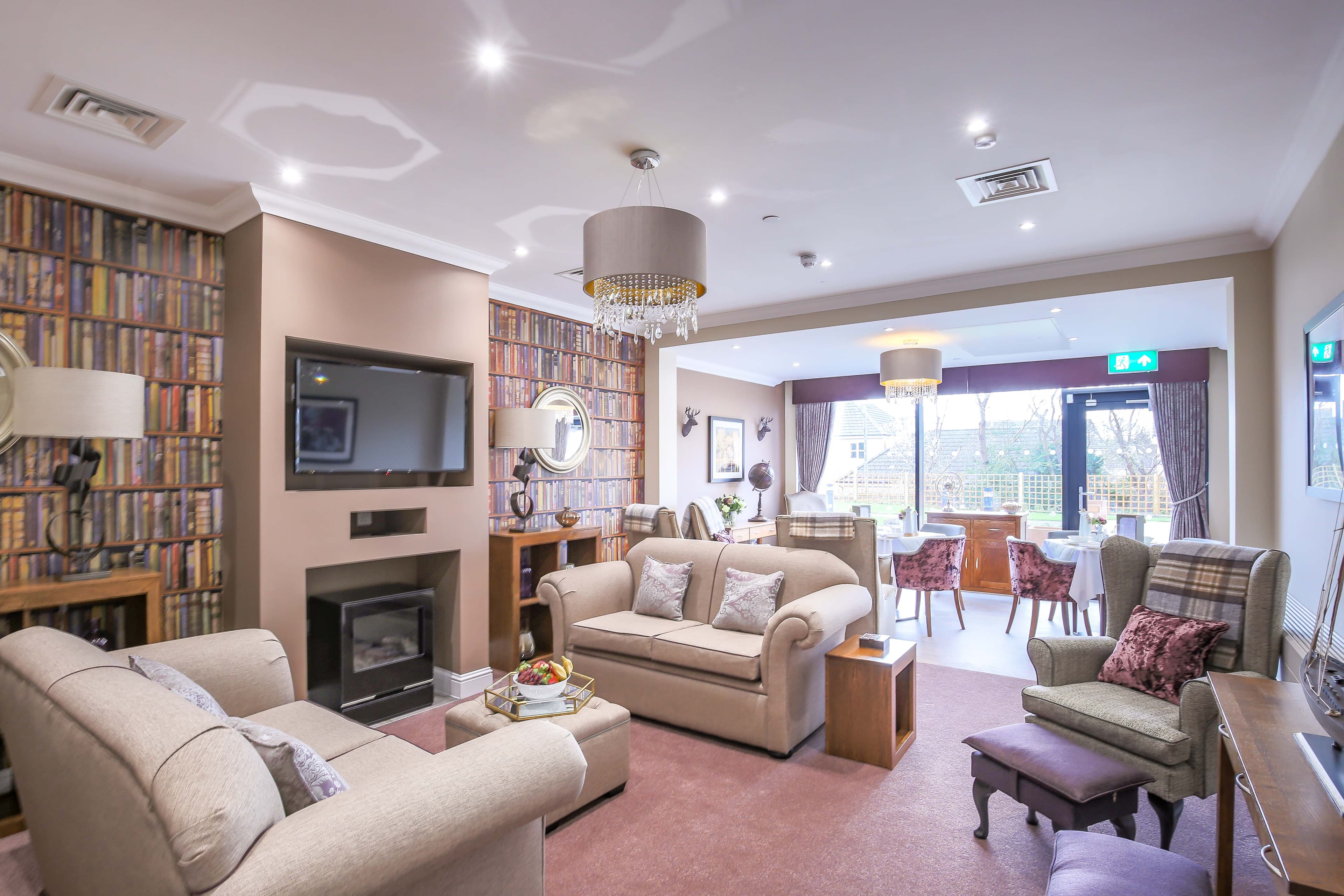 Communal Lounge at Queens Manor Care Home in Edinburgh, Scotland