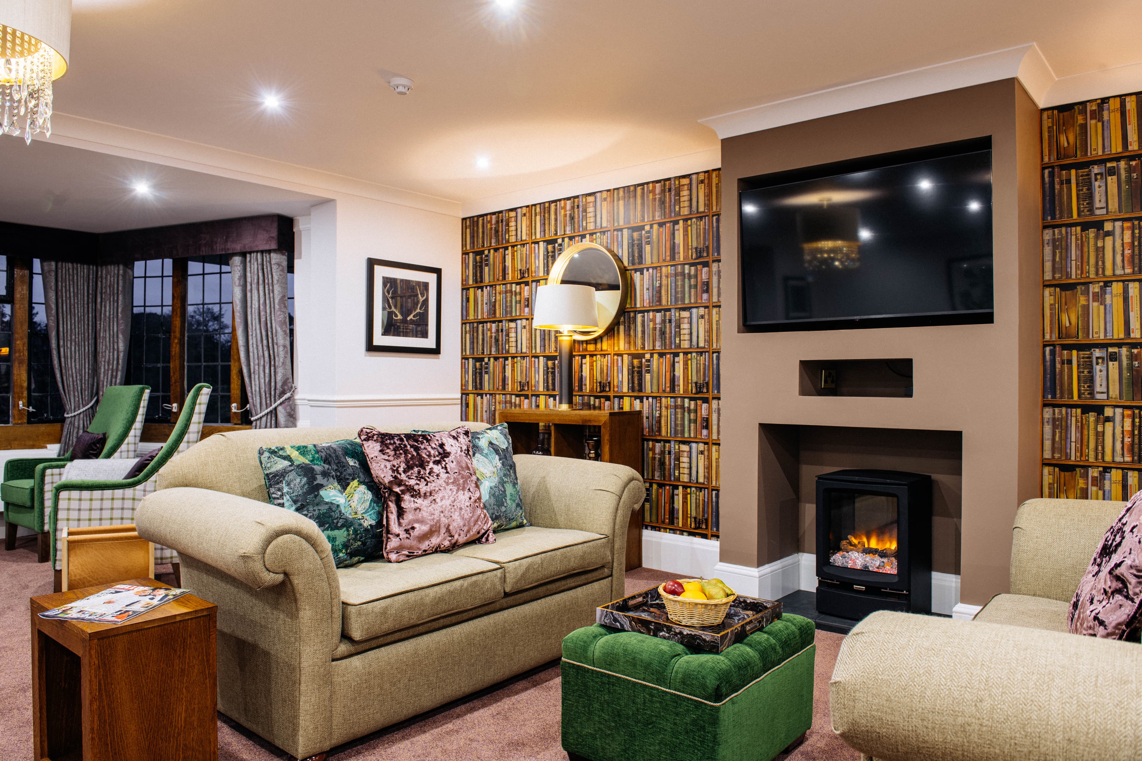 Communal Lounge at Reigate Beaumont Care Home in Reigate, Surrey