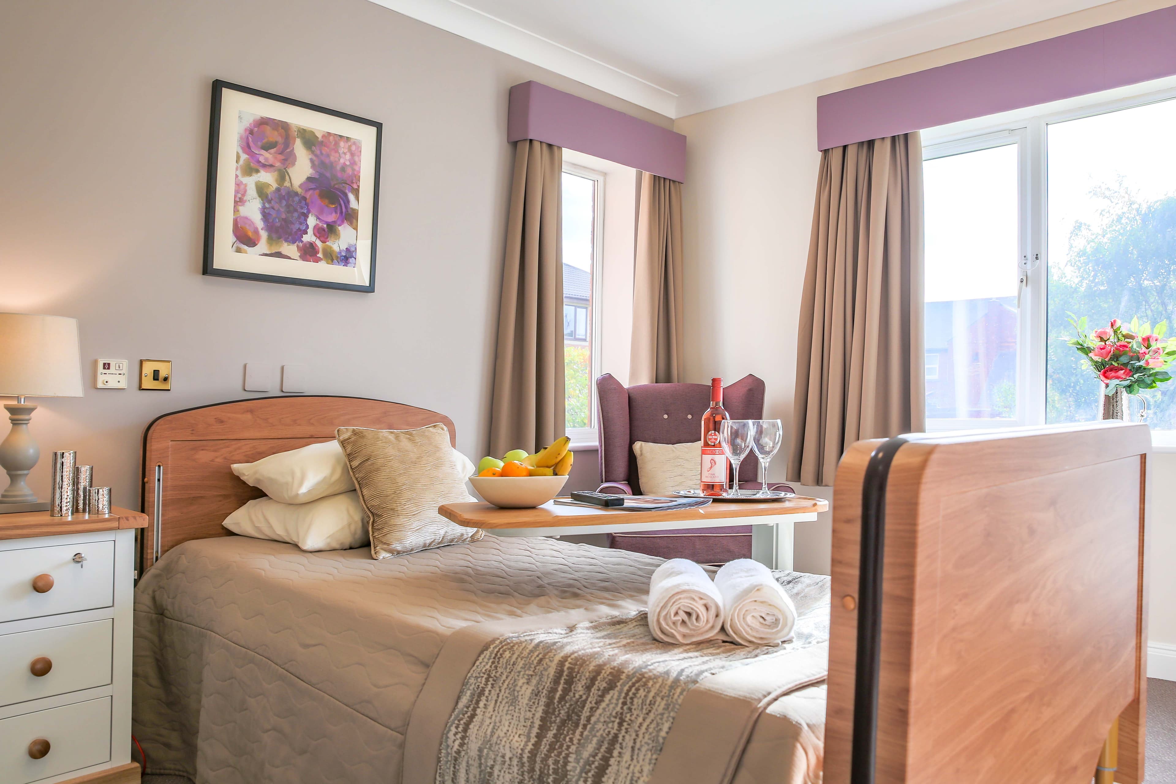 Bedroom at Station Court Care Home in Ashington, Northumberland