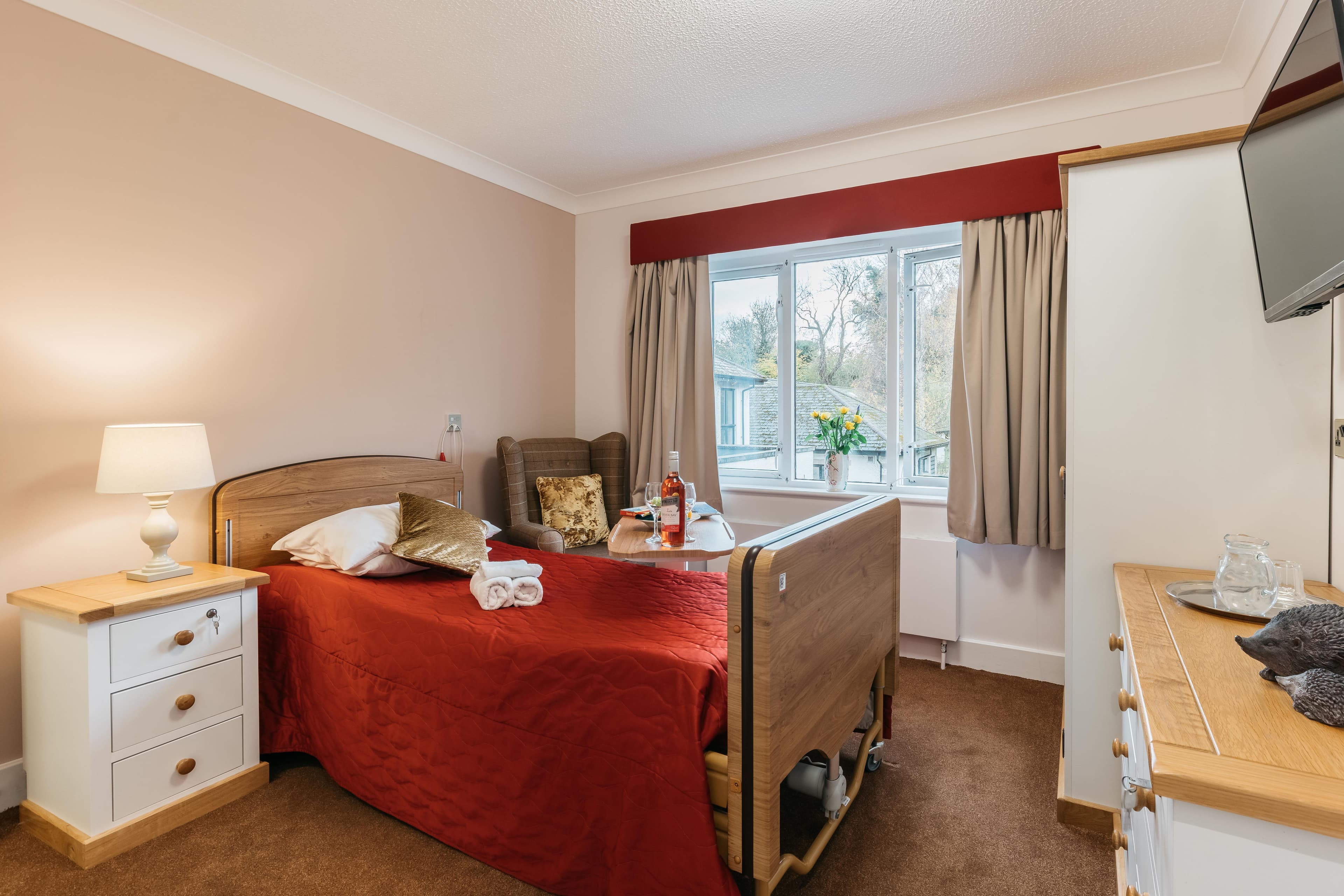 Bedroom at Strachan House Care Home in Edinburgh, Scotland