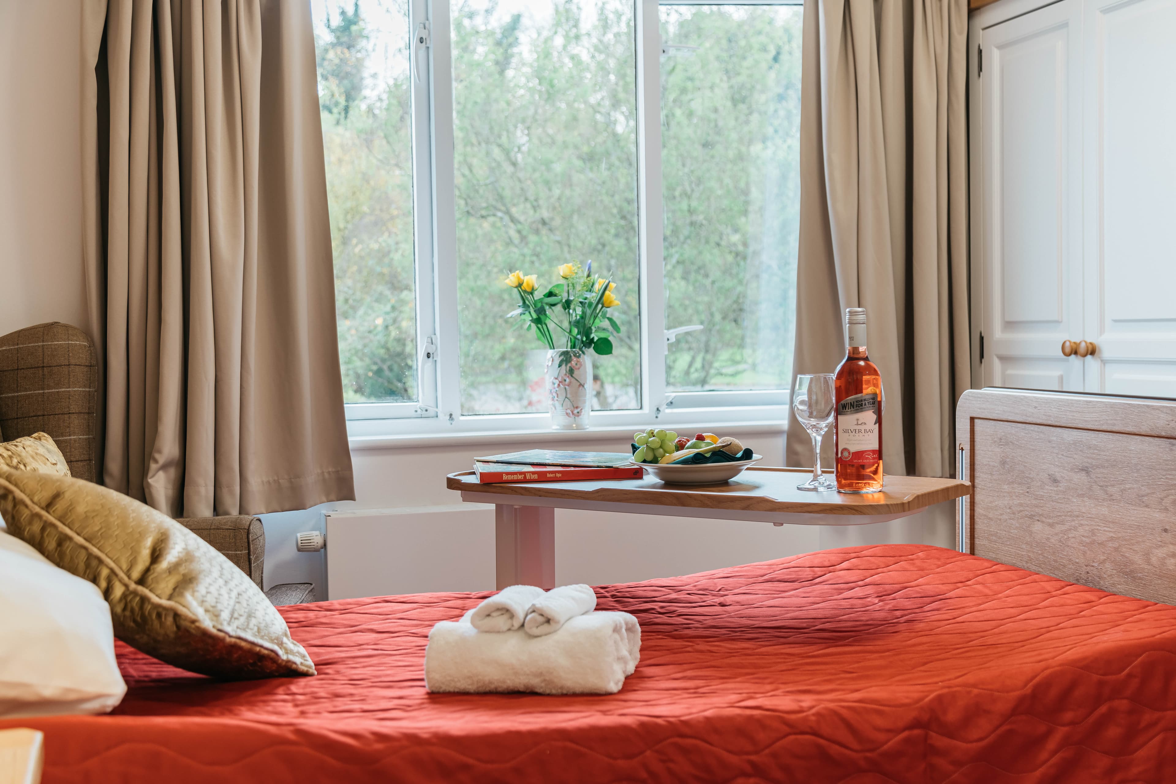 Bedroom at Strachan House Care Home in Edinburgh, Scotland