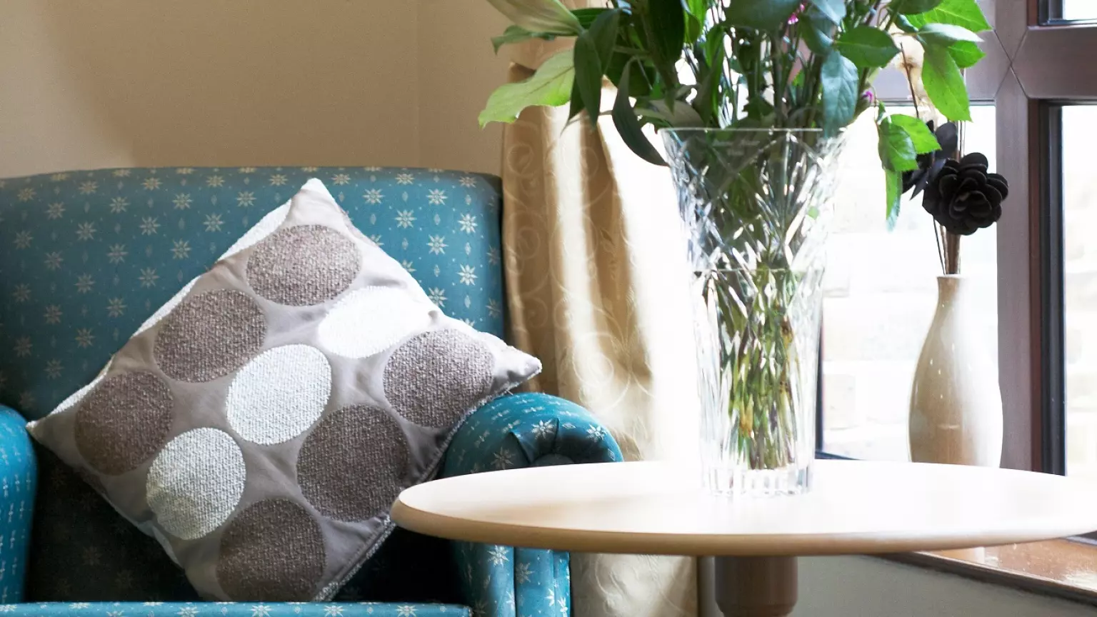 Seating area of Beane River View care home in Hertford, Hertfordshire