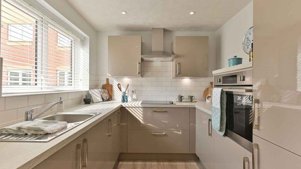 Kitchen of Mclndoe Lodge Retirement Development in East Grinstead, West Sussex