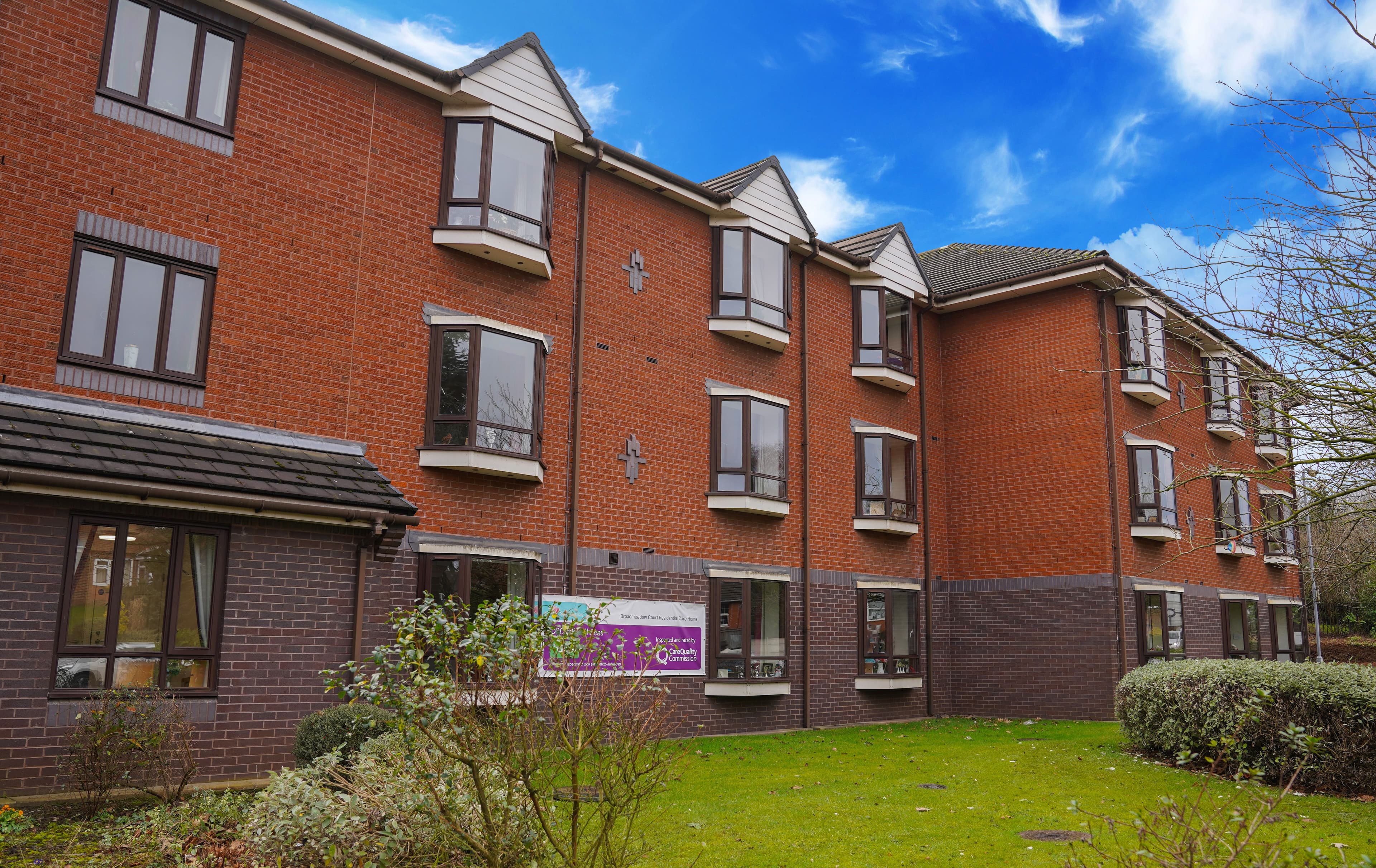 Exterior of Broadmeadow Court Care Home in Newcastle-under-Lyme, Staffordshire