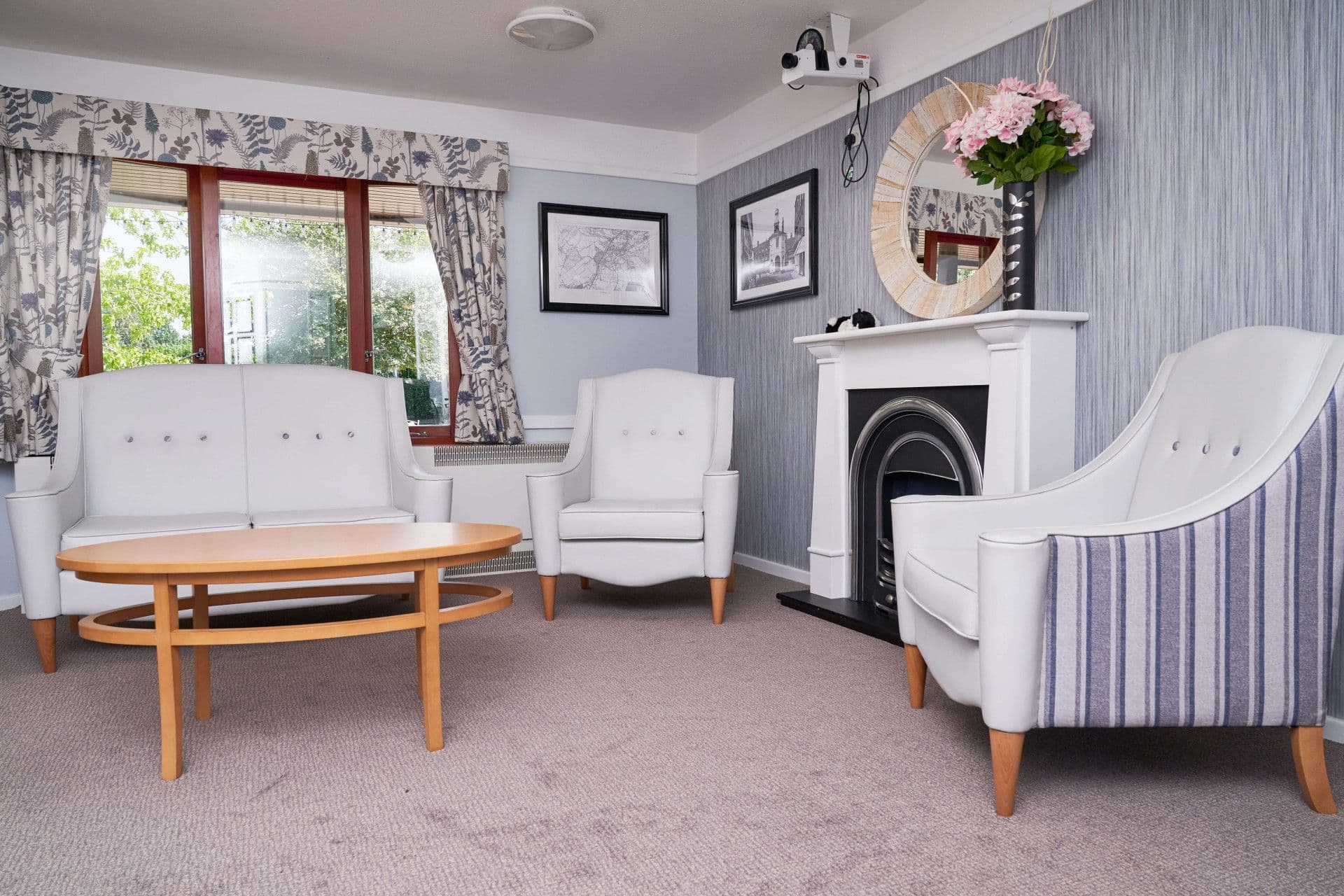 Lounge of Broadwater Lodge care home in Godalming, Surrey