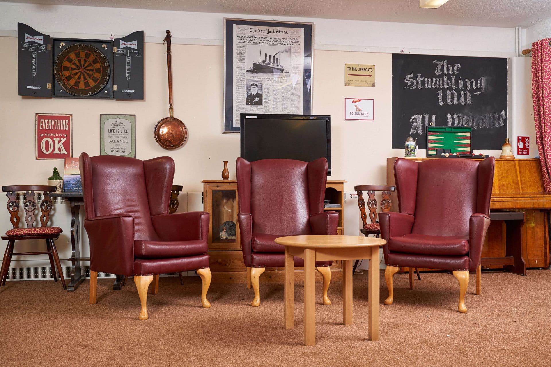 Lounge of Broadwater Lodge care home in Godalming, Surrey