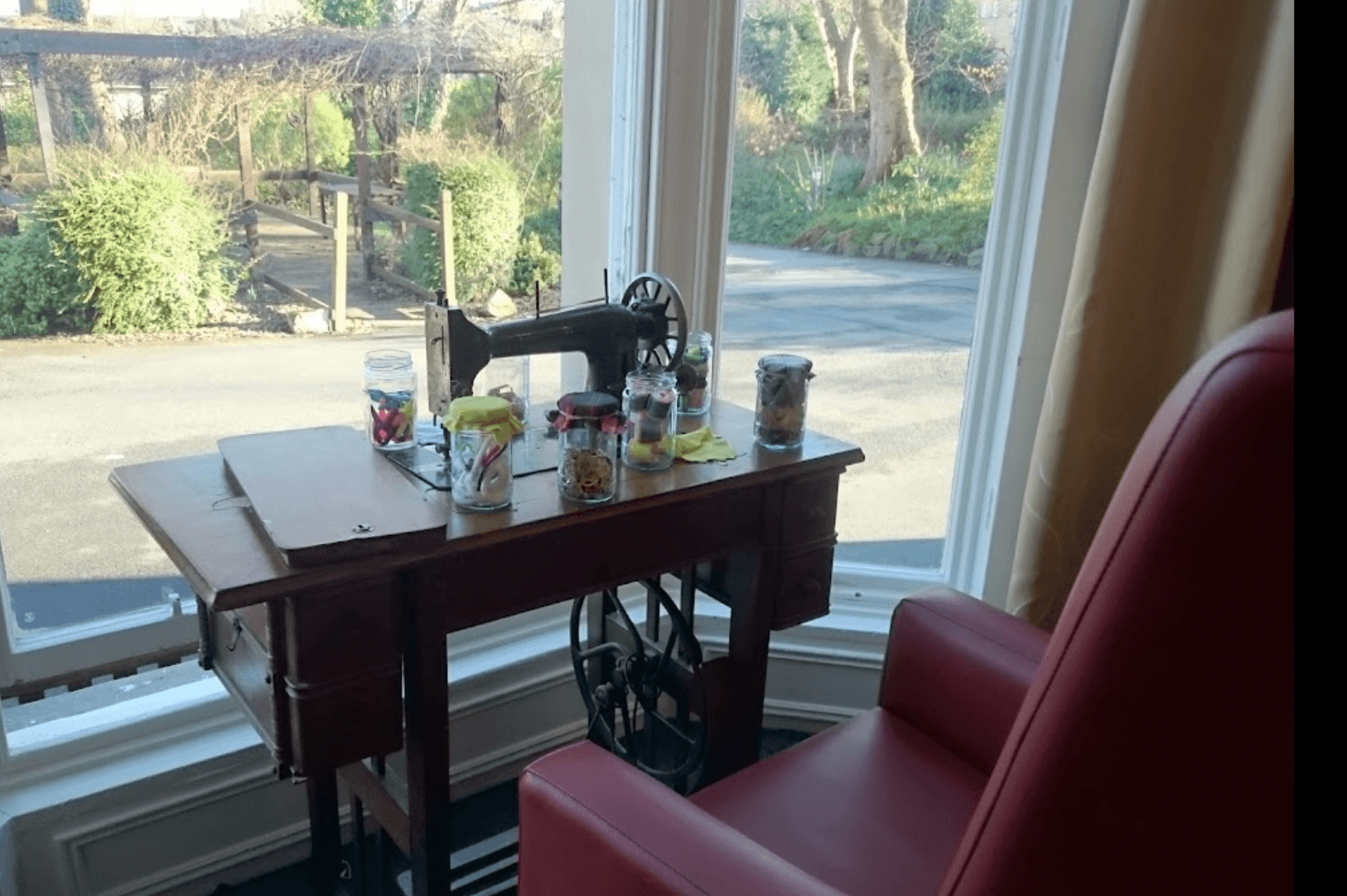 Window seat of Cleveland House care home in Huddersfield, West Yorkshire