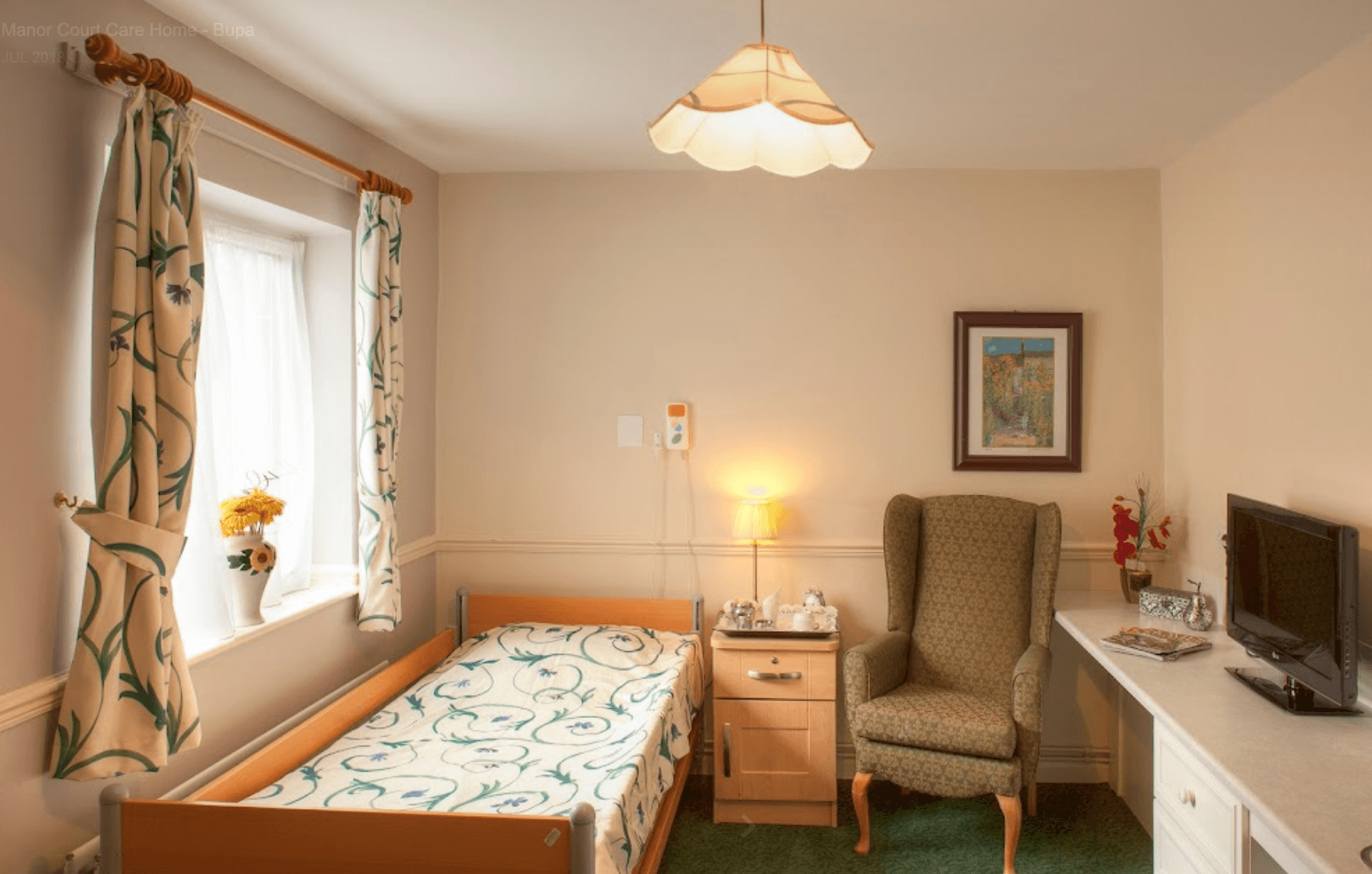 Bedroom of Manor Court care home in Southall, London