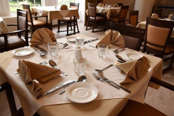 The dining area at The Manor House Care Home in Wirral, Merseyside