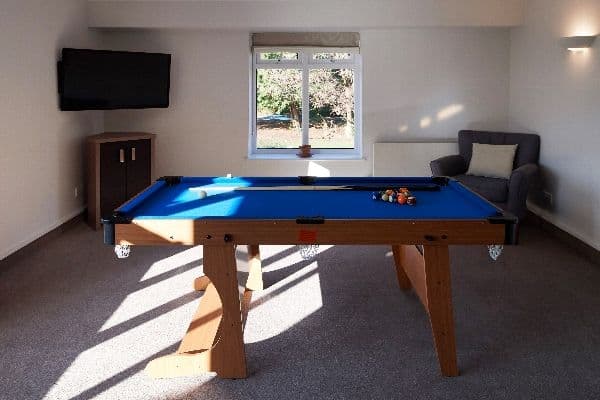 Games area of Wingham Court Care Home in Esher, Elmbridge