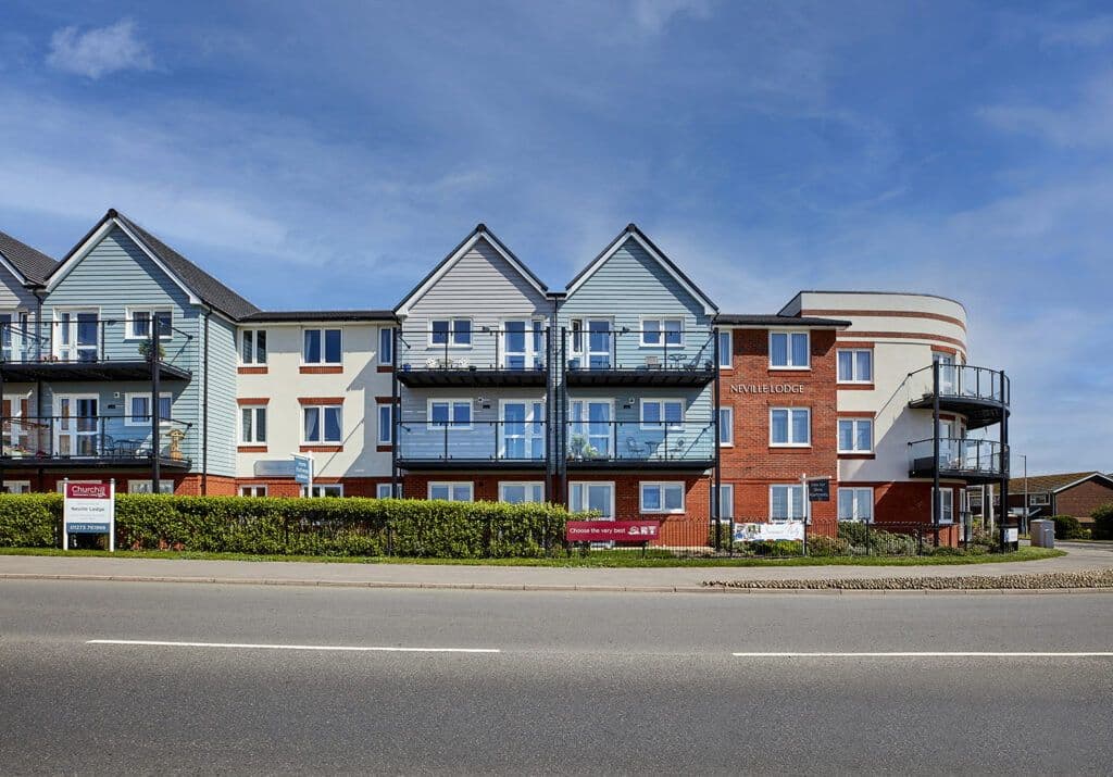 Exterior of Neville Lodge Retirement Development in Peacehaven, East Sussex