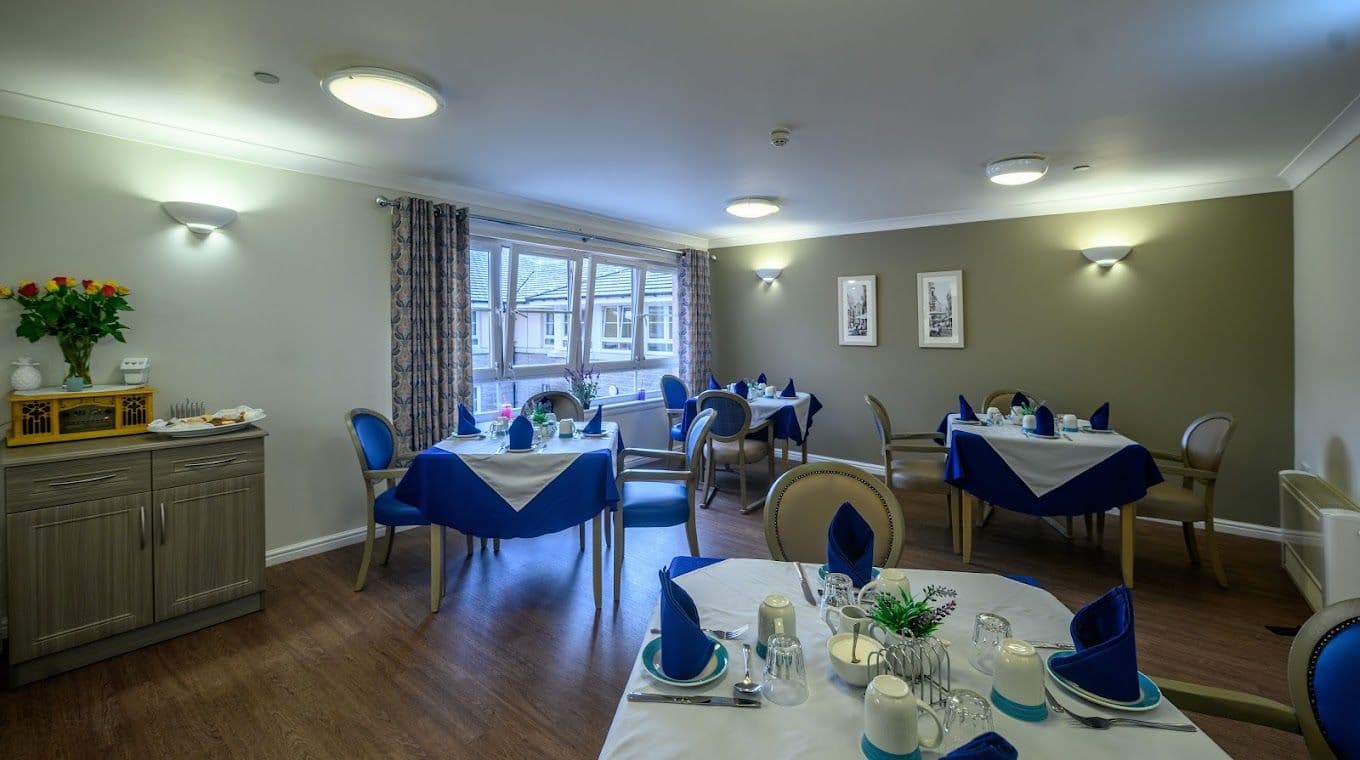 Dining Room of Caledonian Court Care Home in Falkirk, Scotland