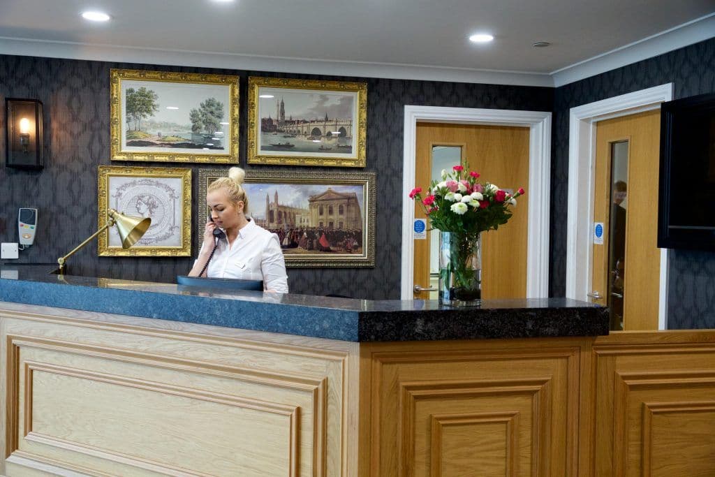 Reception of Cambridge Manor care home in Cambridge, Cambridgeshire