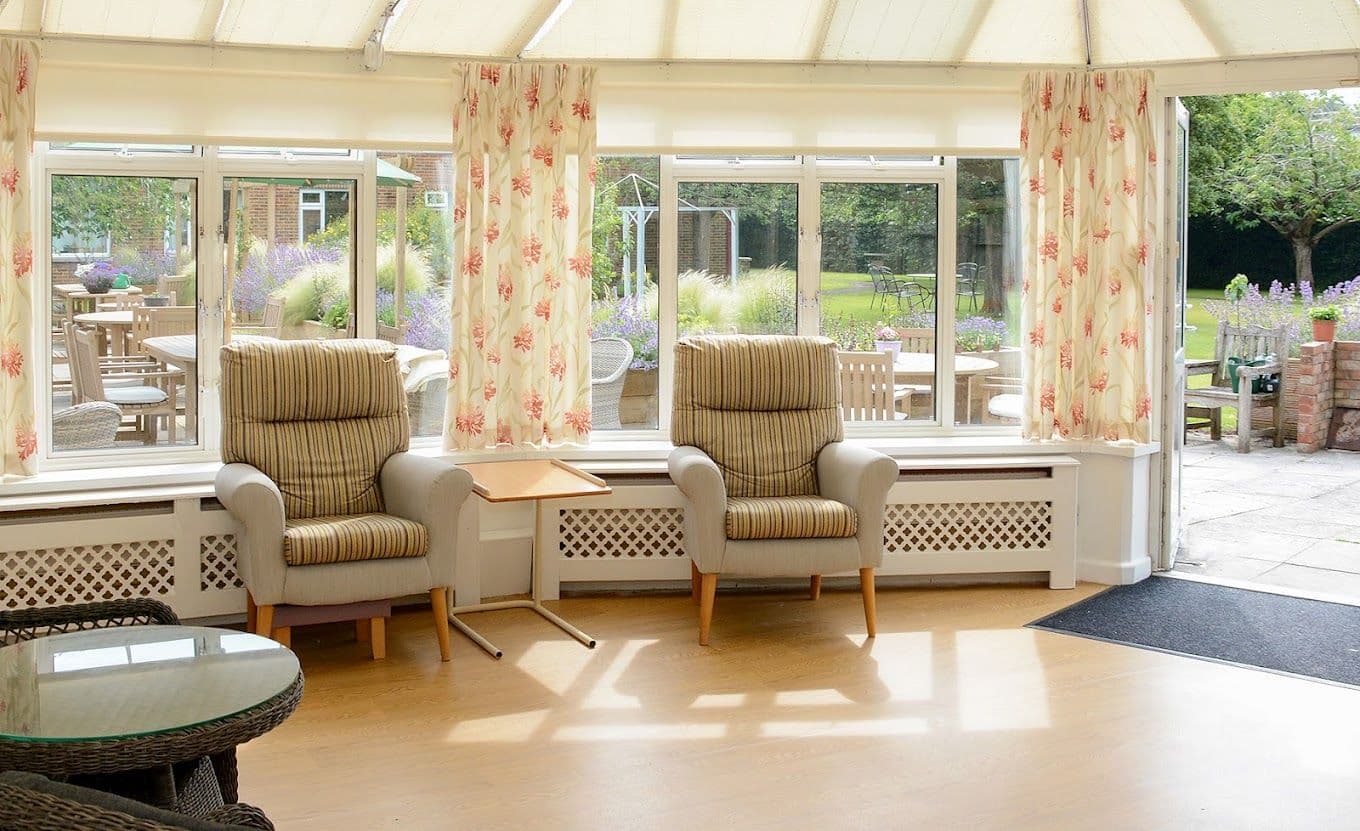 Lounge of Castle Dene care home in Bournemouth, Hampshire