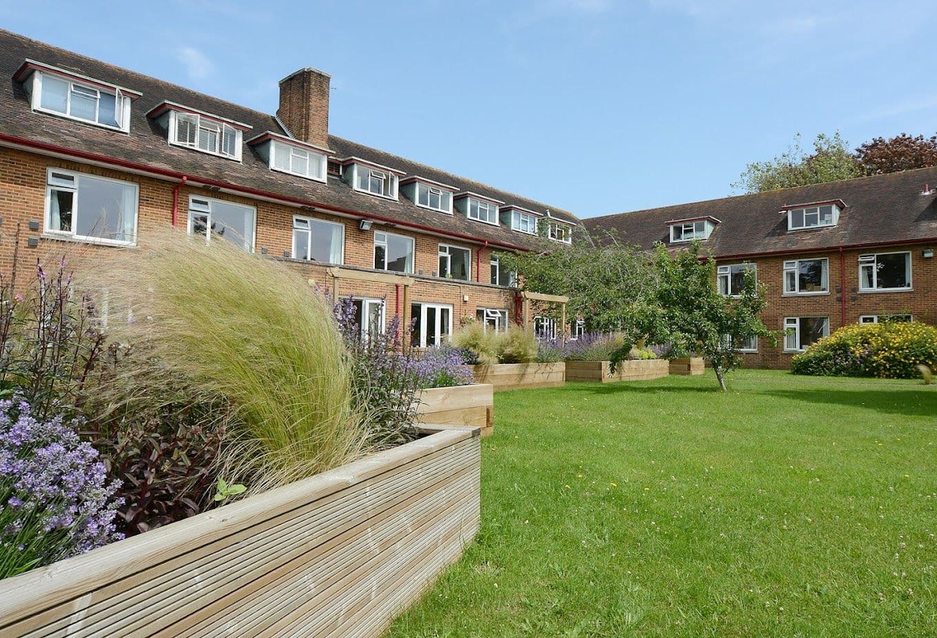 Garden of Castle Dene care home in Bournemouth, Hampshire