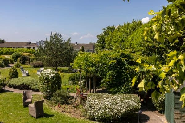 Garden of Llys Cynoed care home in Cardiff, Wales